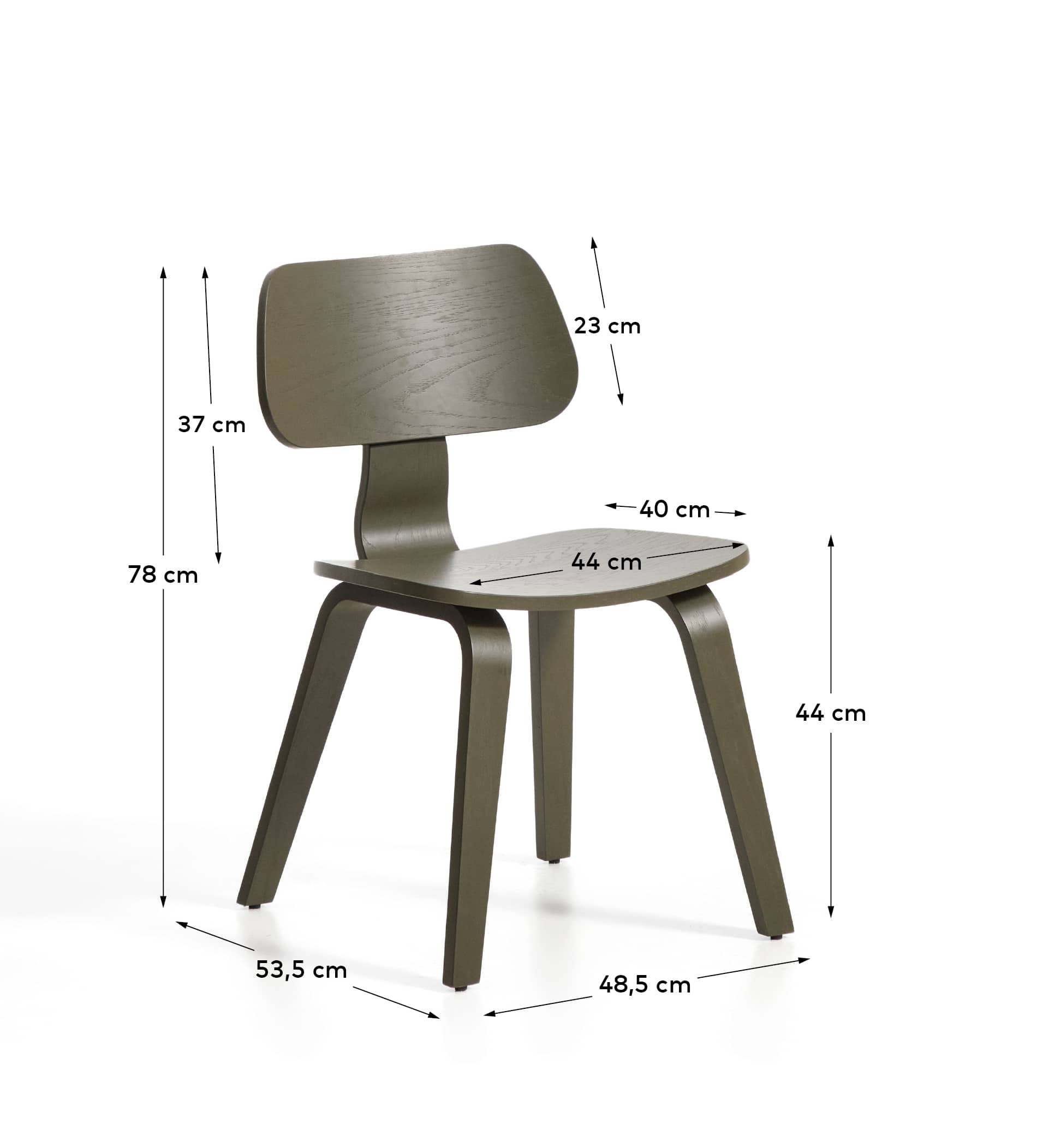 Gena chair in oak veneer with green finish
