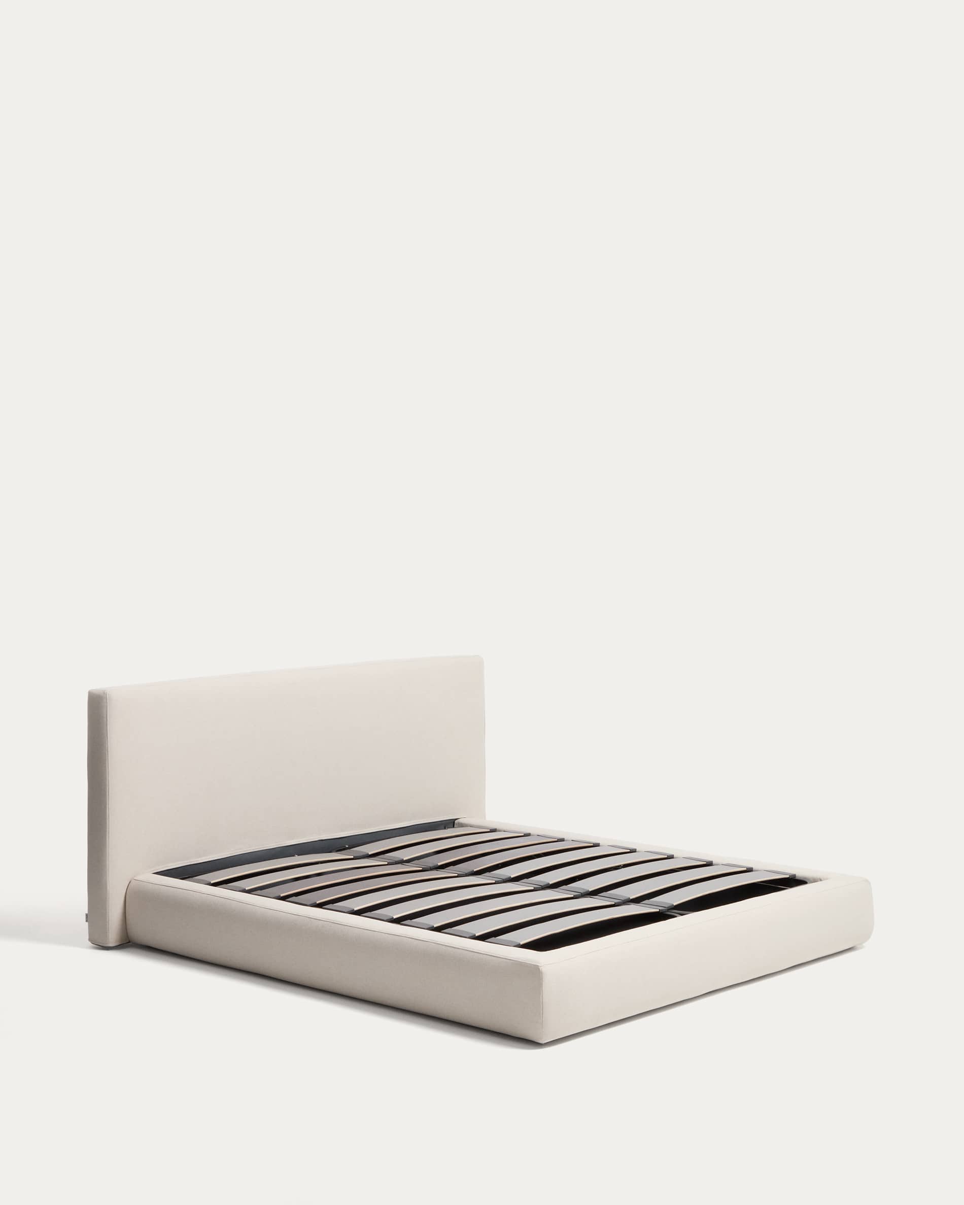 Blok ecru bed with removable covers and folding storage base for mattress 180 x 200cm FSC Mix Credit