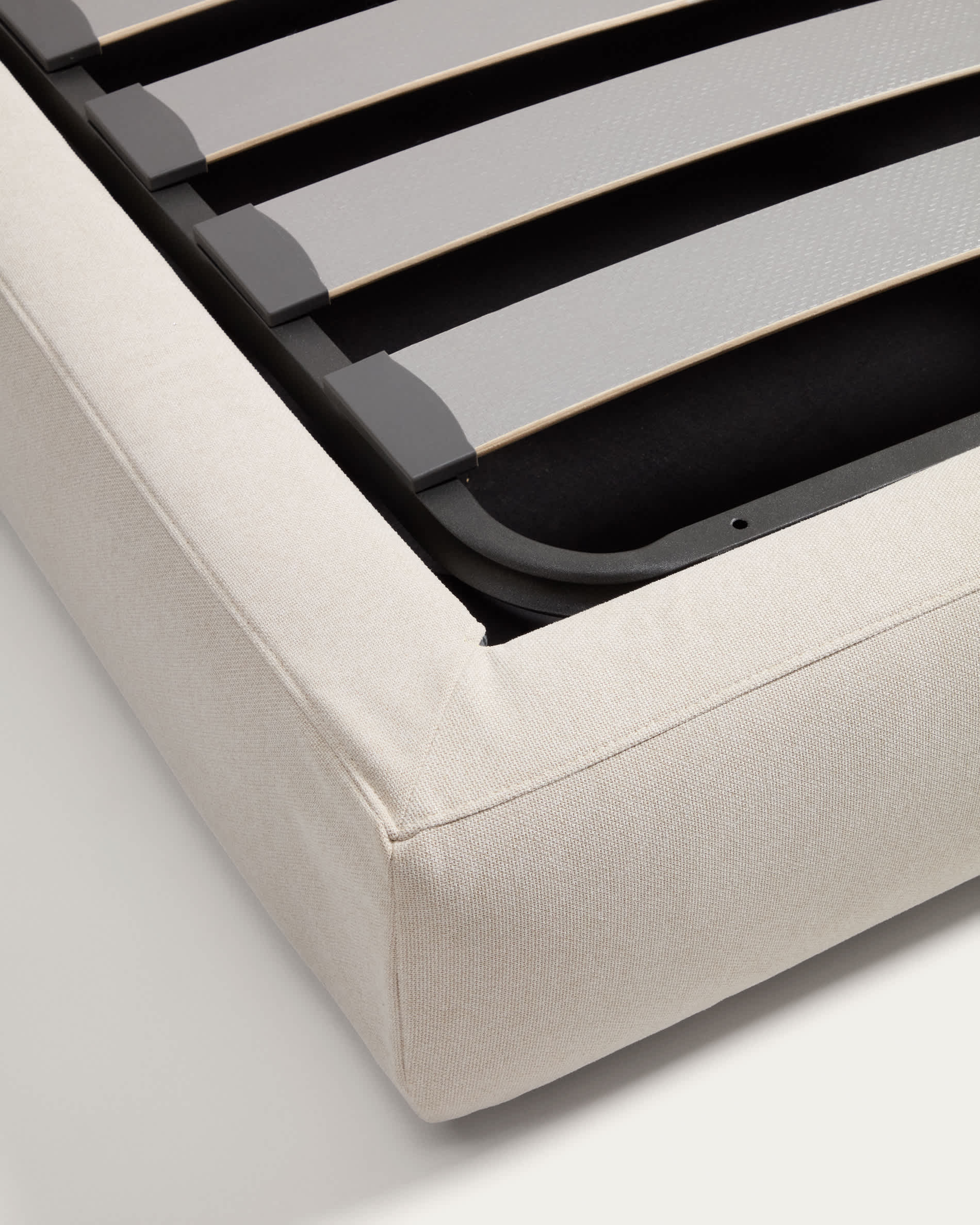 Blok ecru bed with removable covers and folding storage base for mattress 180 x 200cm FSC Mix Credit