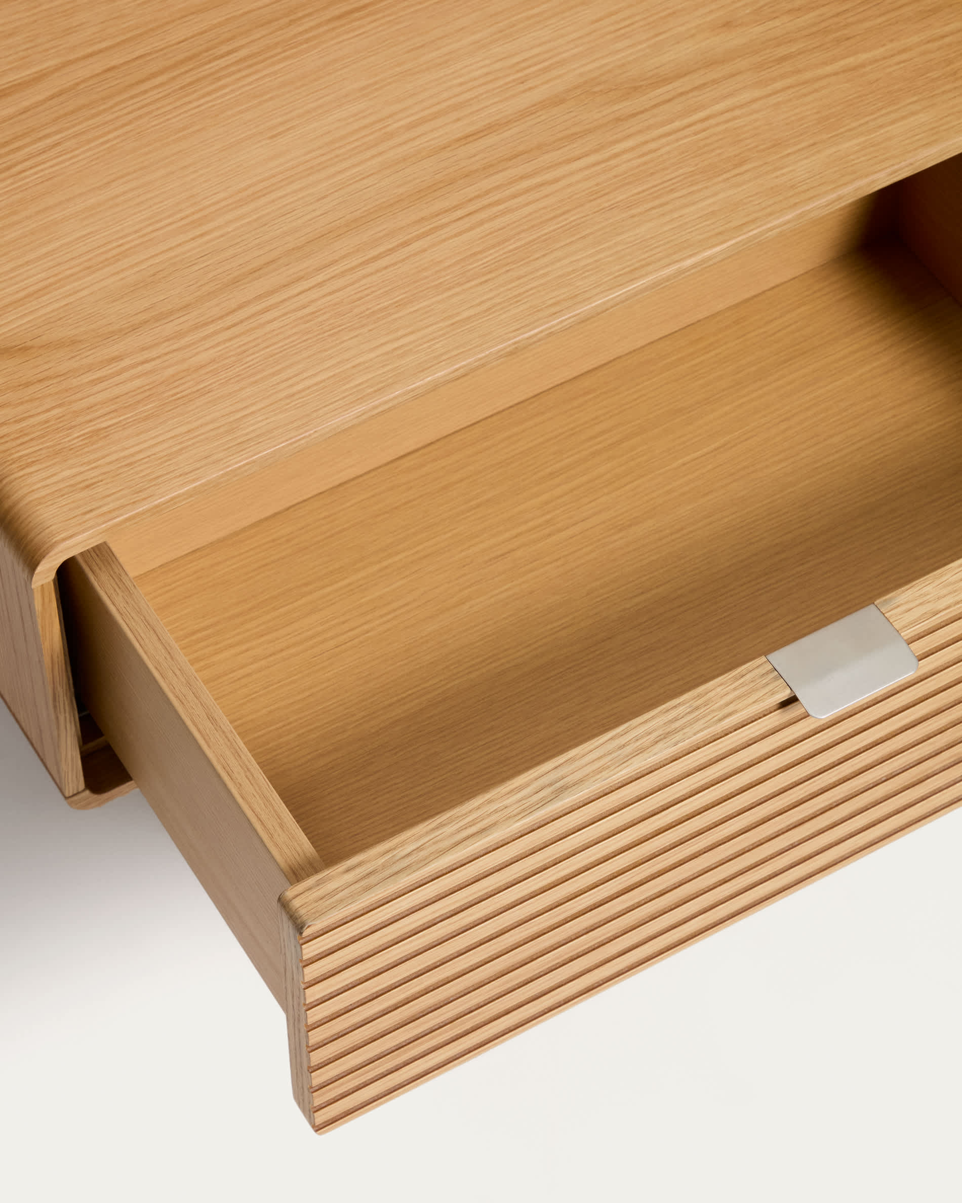 Norlen headboard with 2 bedside tables in oak veneer with natural finish and LED light for a bed up to 180 cm FSC Mix Credit