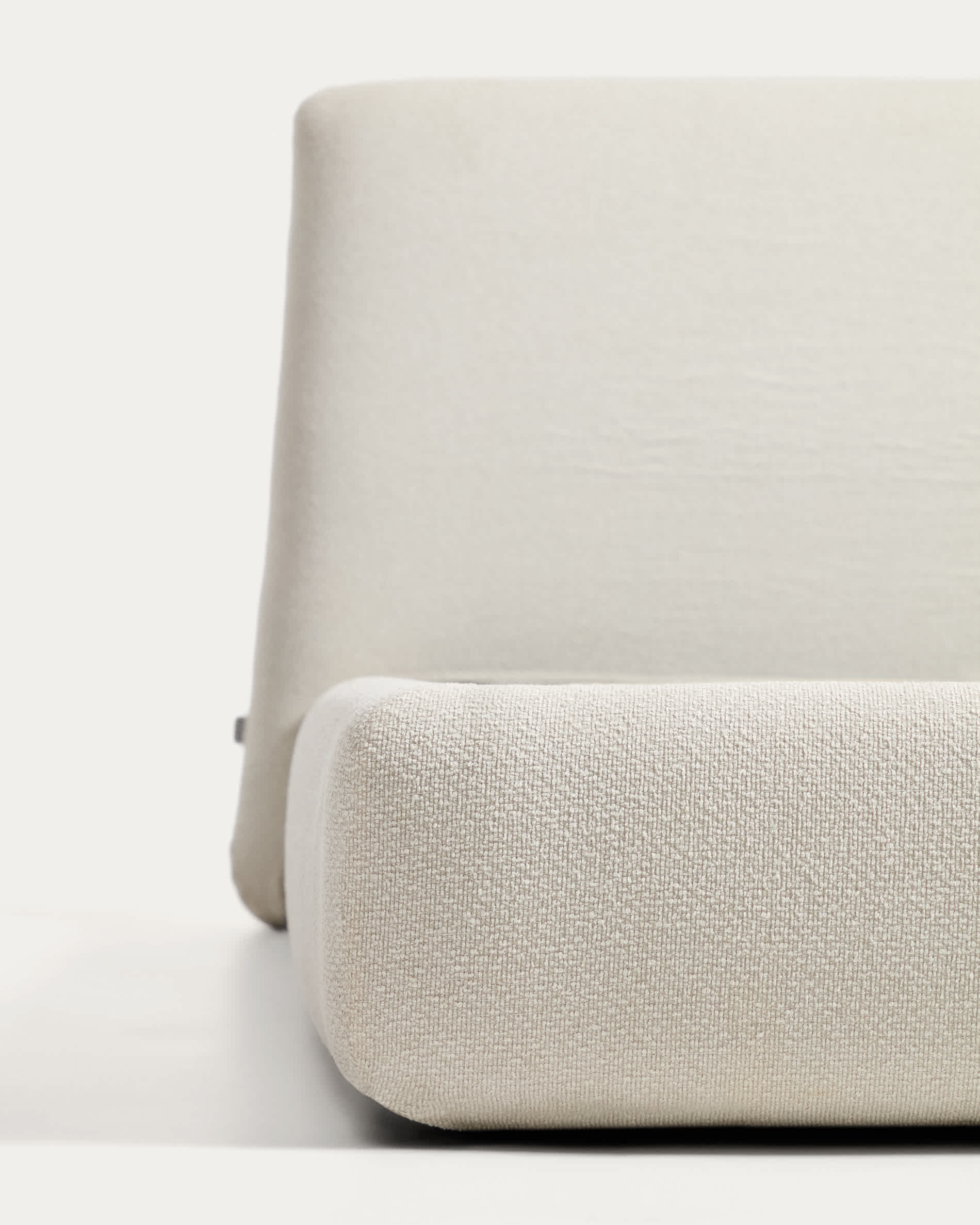 Martina bed with removable covers and folding storage base in ecru chenille for mattress 180 x 200cm