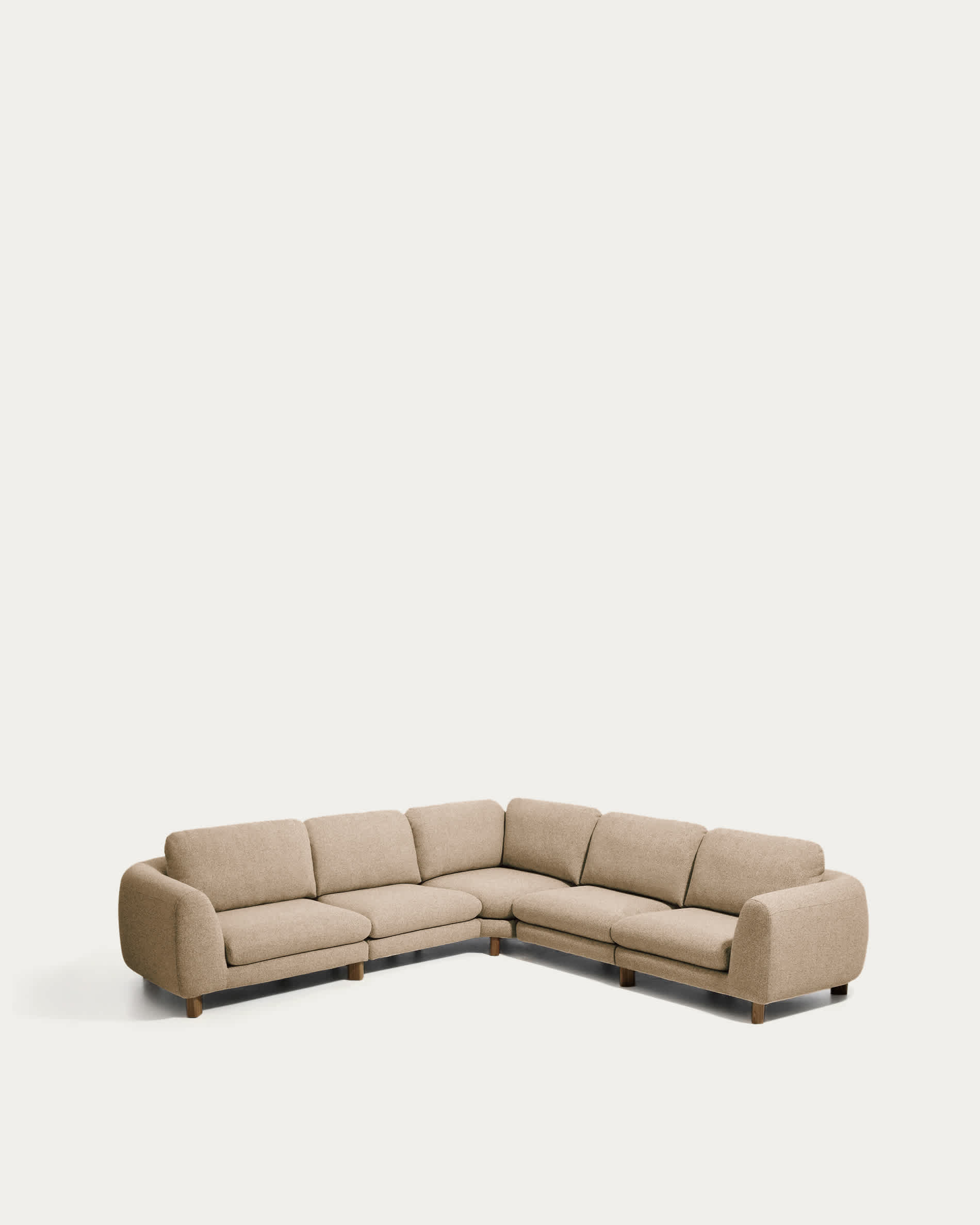 Vera light brown 5-seater corner sofa with walnut-finish solid ash wood legs 330 x 330 cm FSC Mix Credit