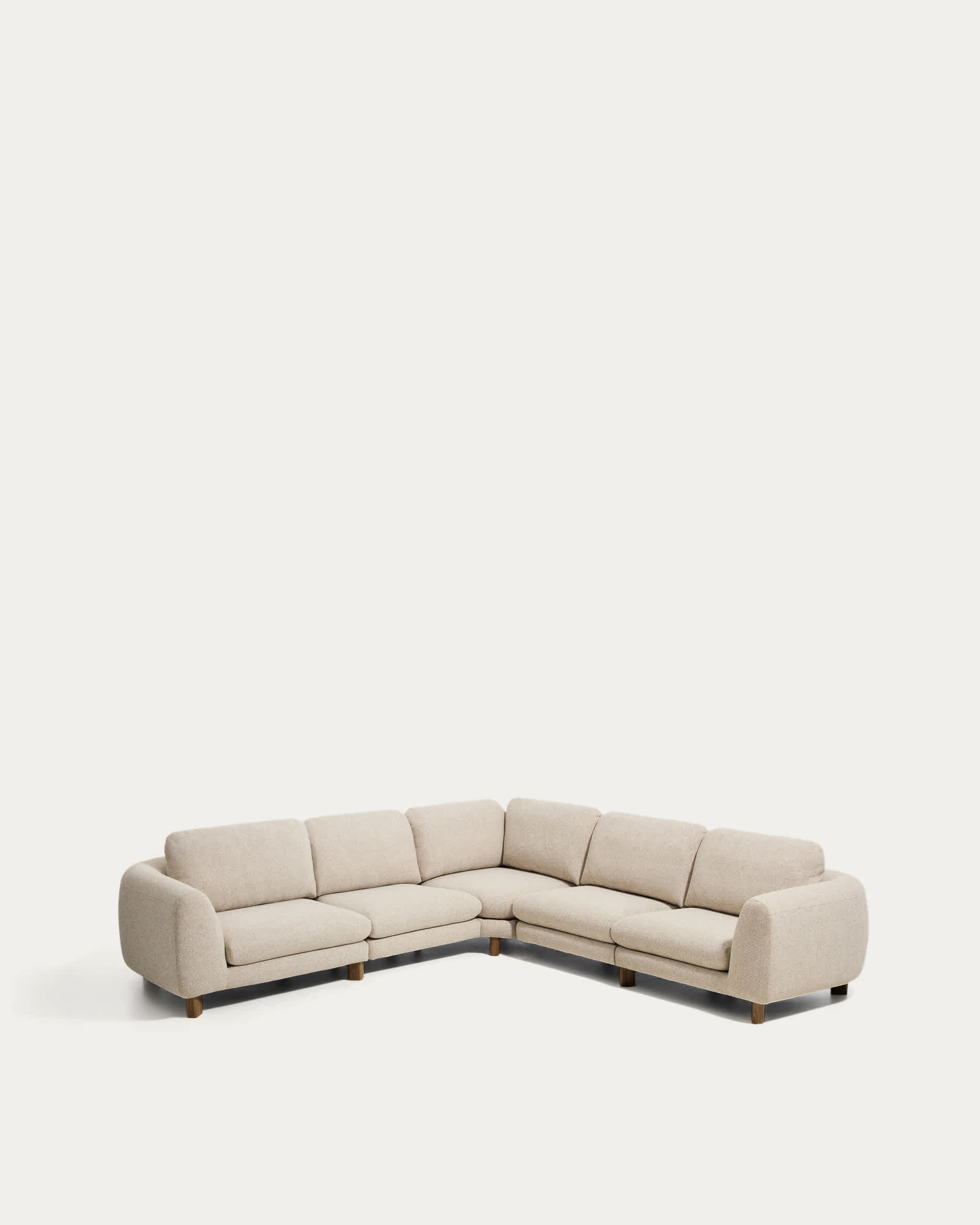 Vera beige 5-seater corner sofa with walnut-finish solid ash wood legs 330 x 330 cm FSC Mix Credit