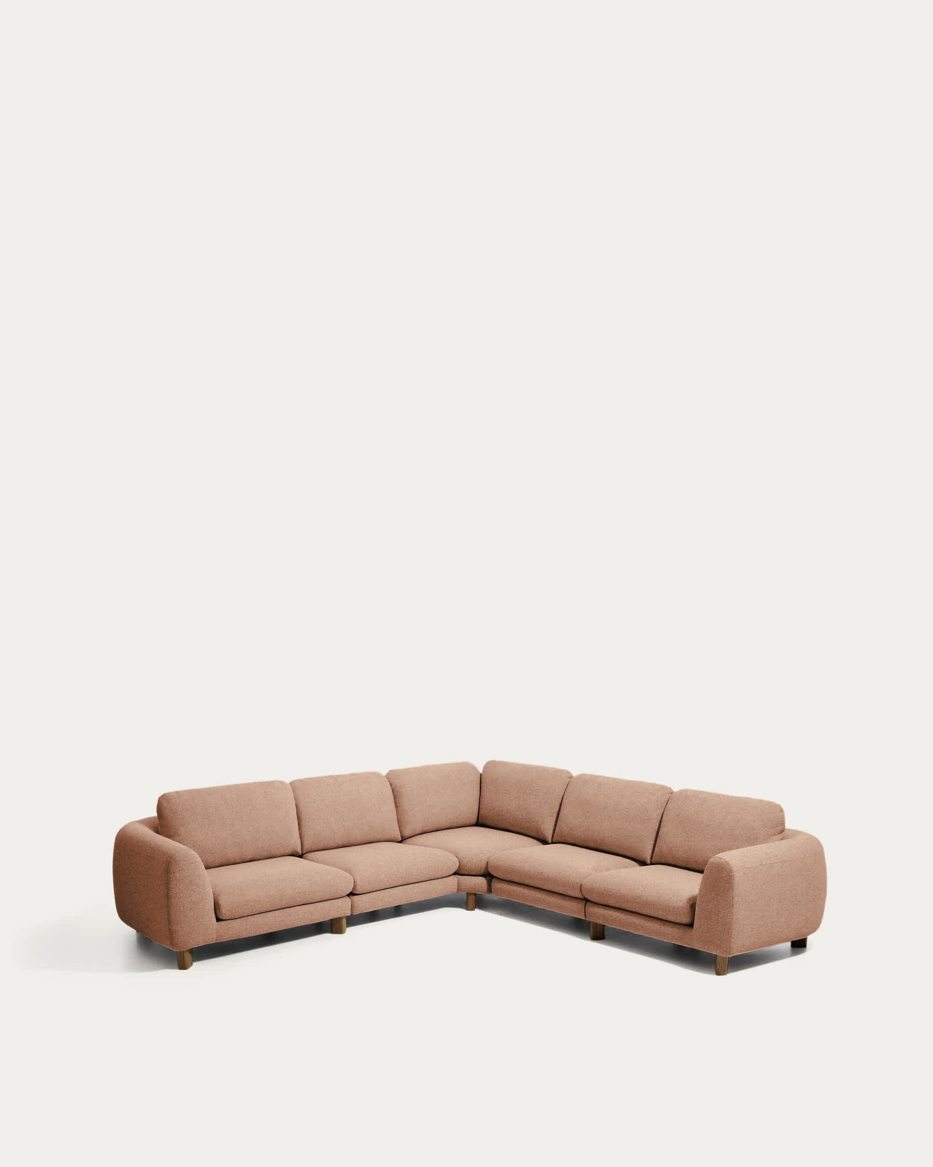 Vera terracotta 5-seater corner sofa with walnut-finish solid ash wood legs 330 x 330 cm FSC Mix Credit