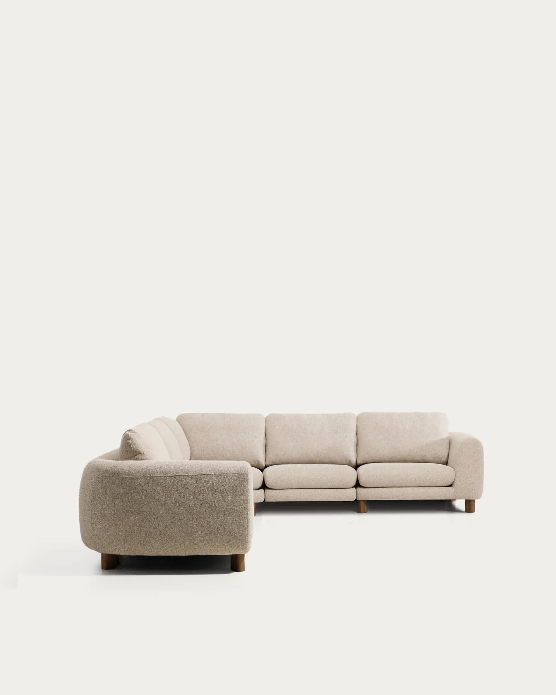 Vera beige 5-seater corner sofa with walnut-finish solid ash wood legs 330 x 330 cm FSC Mix Credit