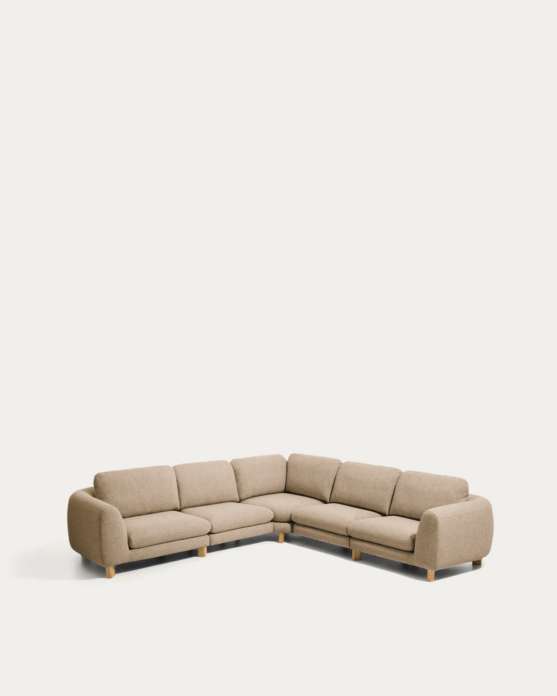 Vera light brown 5-seater corner sofa with natural-finish solid ash wood legs 330 x 330 cm FSC Mix Credit