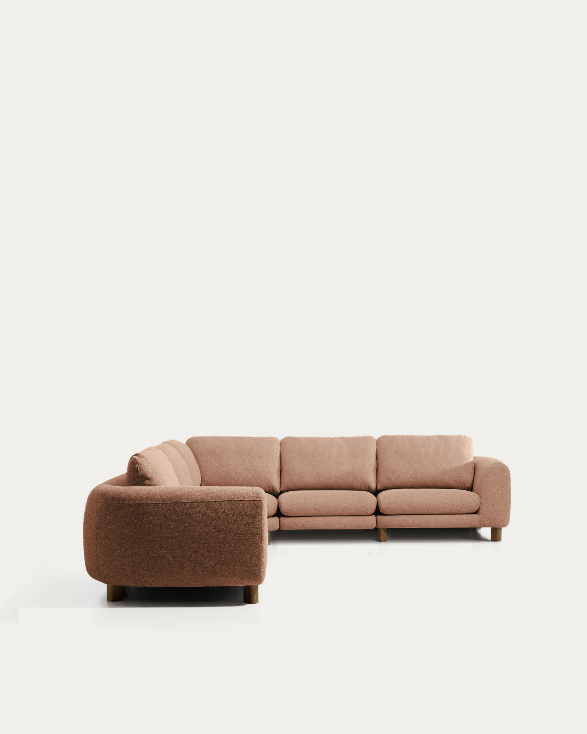 Vera terracotta 5-seater corner sofa with walnut-finish solid ash wood legs 330 x 330 cm FSC Mix Credit