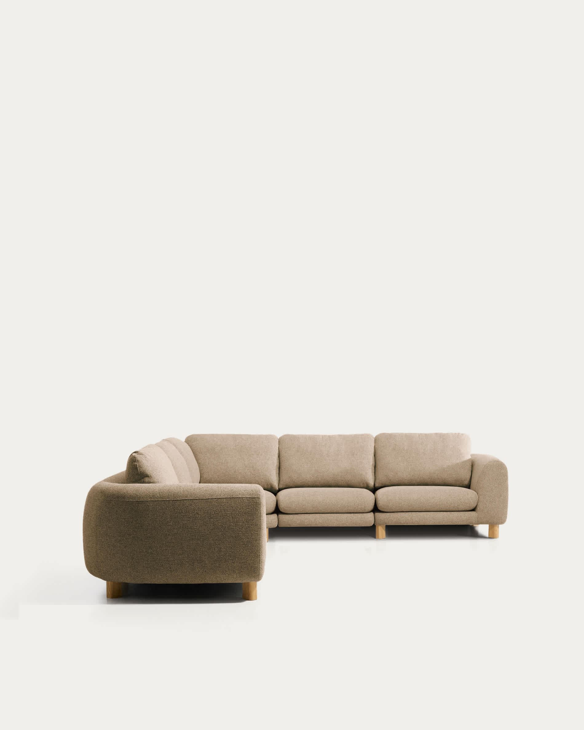 Vera light brown 5-seater corner sofa with natural-finish solid ash wood legs 330 x 330 cm FSC Mix Credit