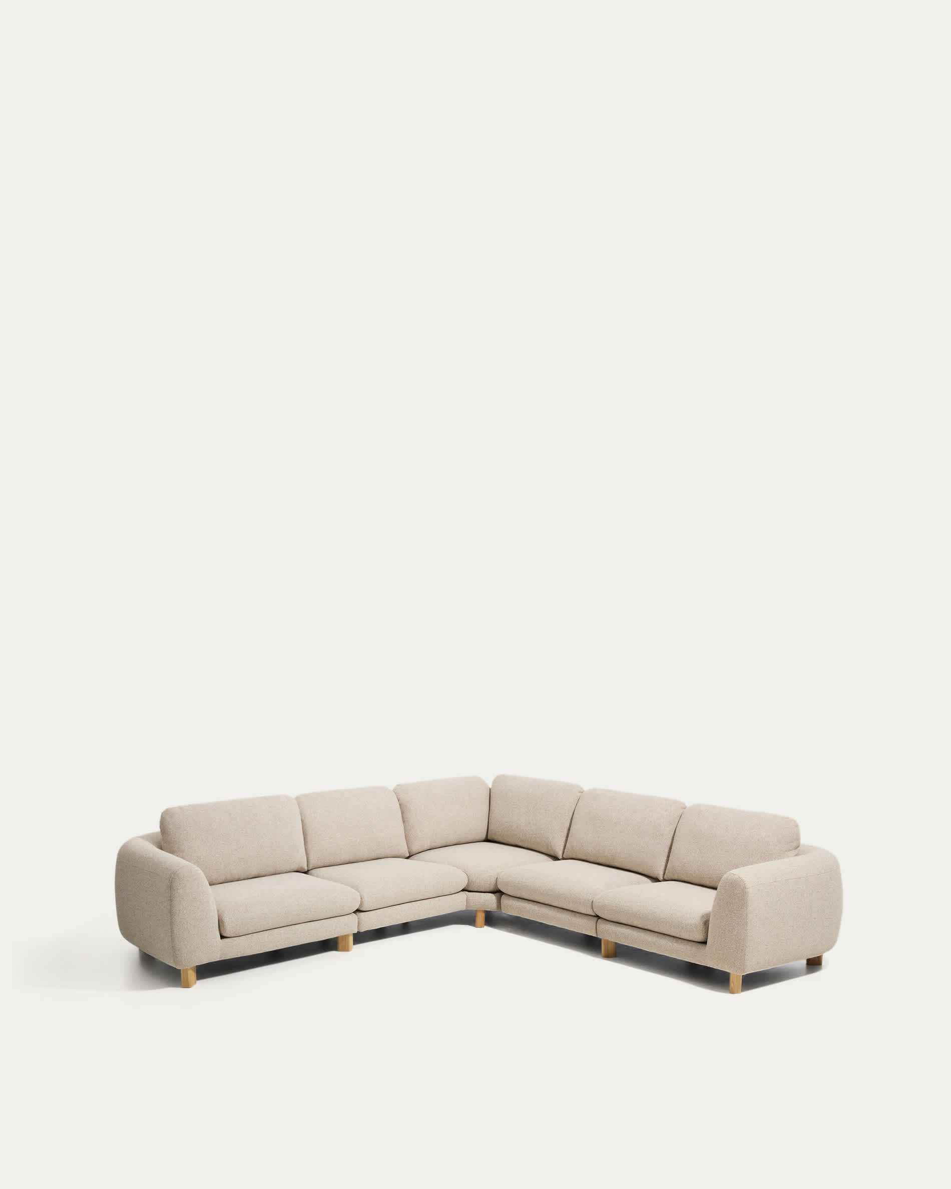 Vera beige 5-seater corner sofa with natural-finish solid ash wood legs 330 x 330 cm FSC Mix Credit