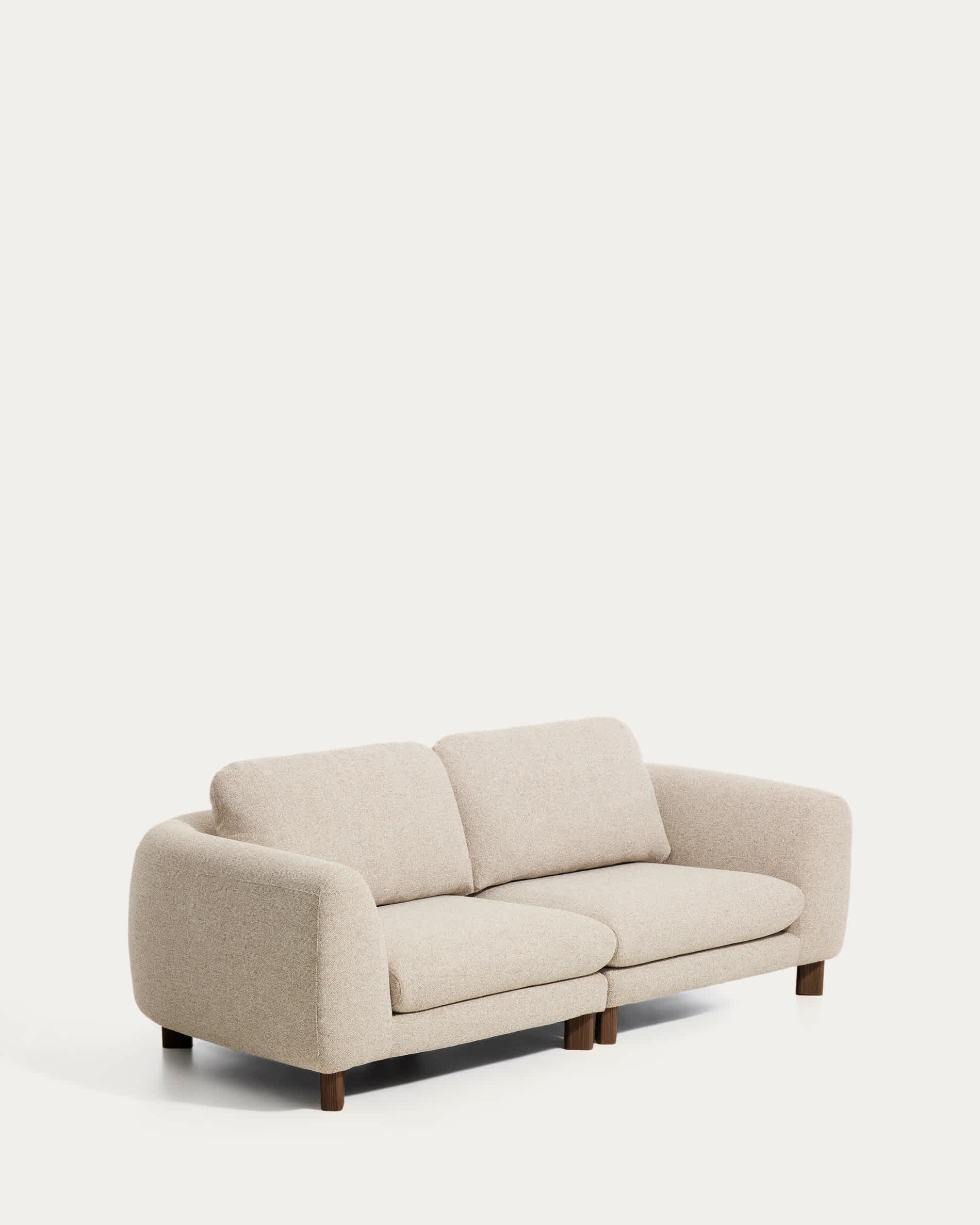 Vera beige 3-seater sofa with walnut-finish solid ash wood legs 230 cm FSC Mix Credit