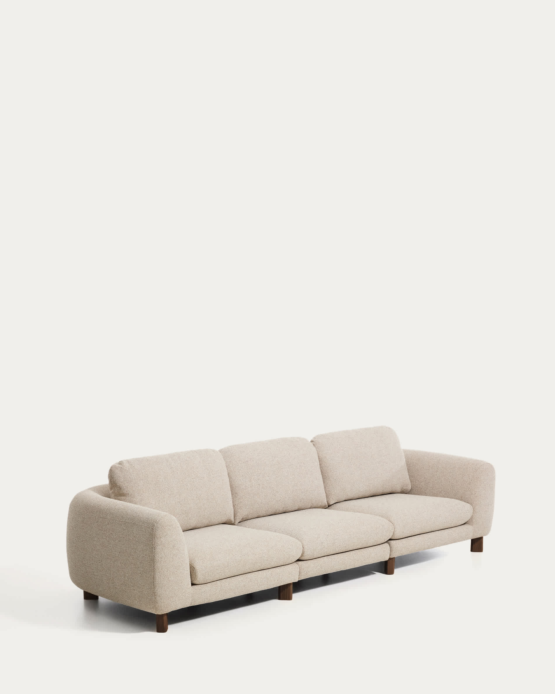 Vera beige 4-seater sofa with walnut-finish solid ash wood legs 320 cm FSC Mix Credit