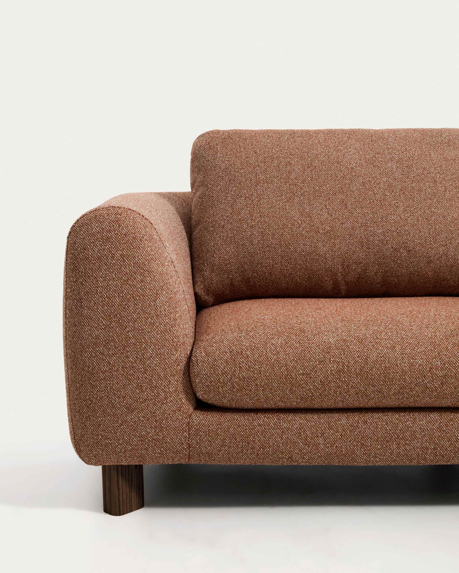 Vera terracotta 3-seater sofa with walnut-finish solid ash wood legs 230 cm FSC Mix Credit