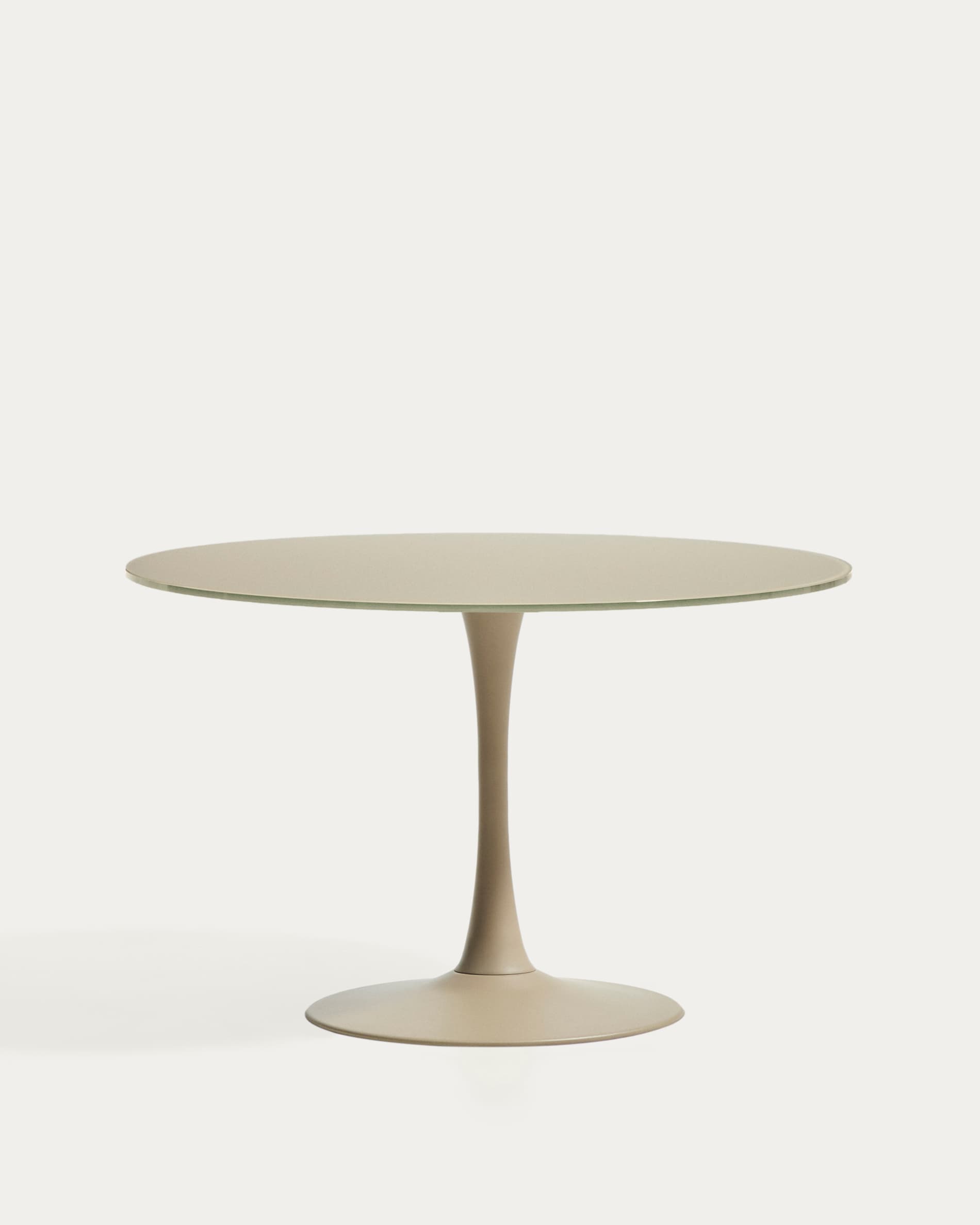 Round Vedira table in glass and taupe steel Ø120 cm