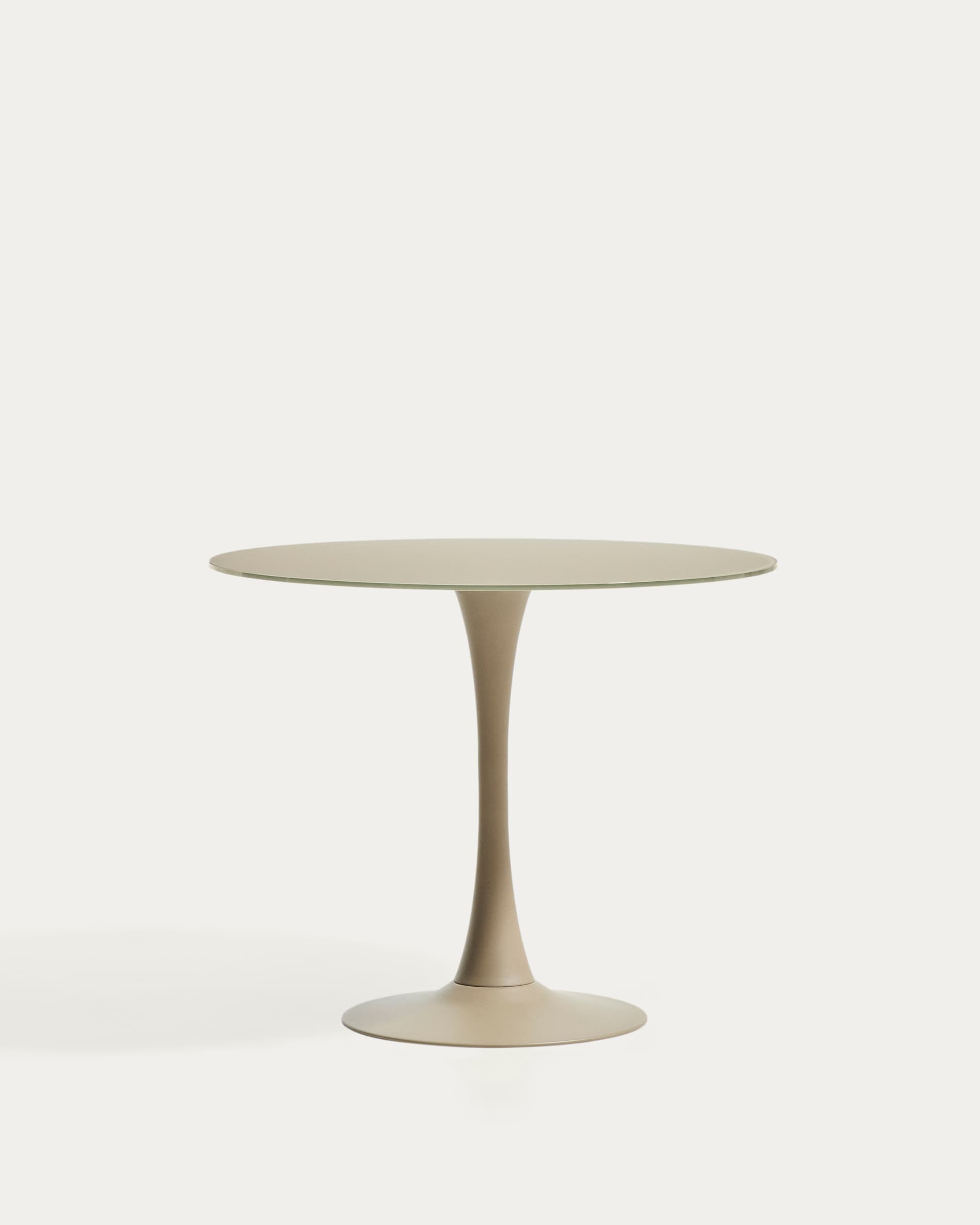 Round Vedira table in glass and taupe steel Ø90 cm
