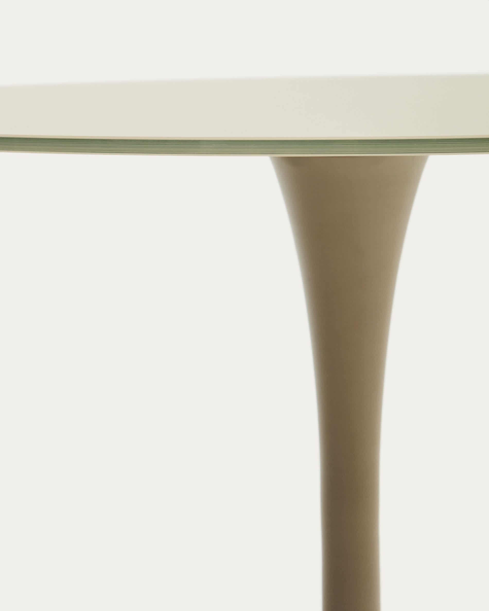 Round Vedira table in glass and taupe steel Ø120 cm
