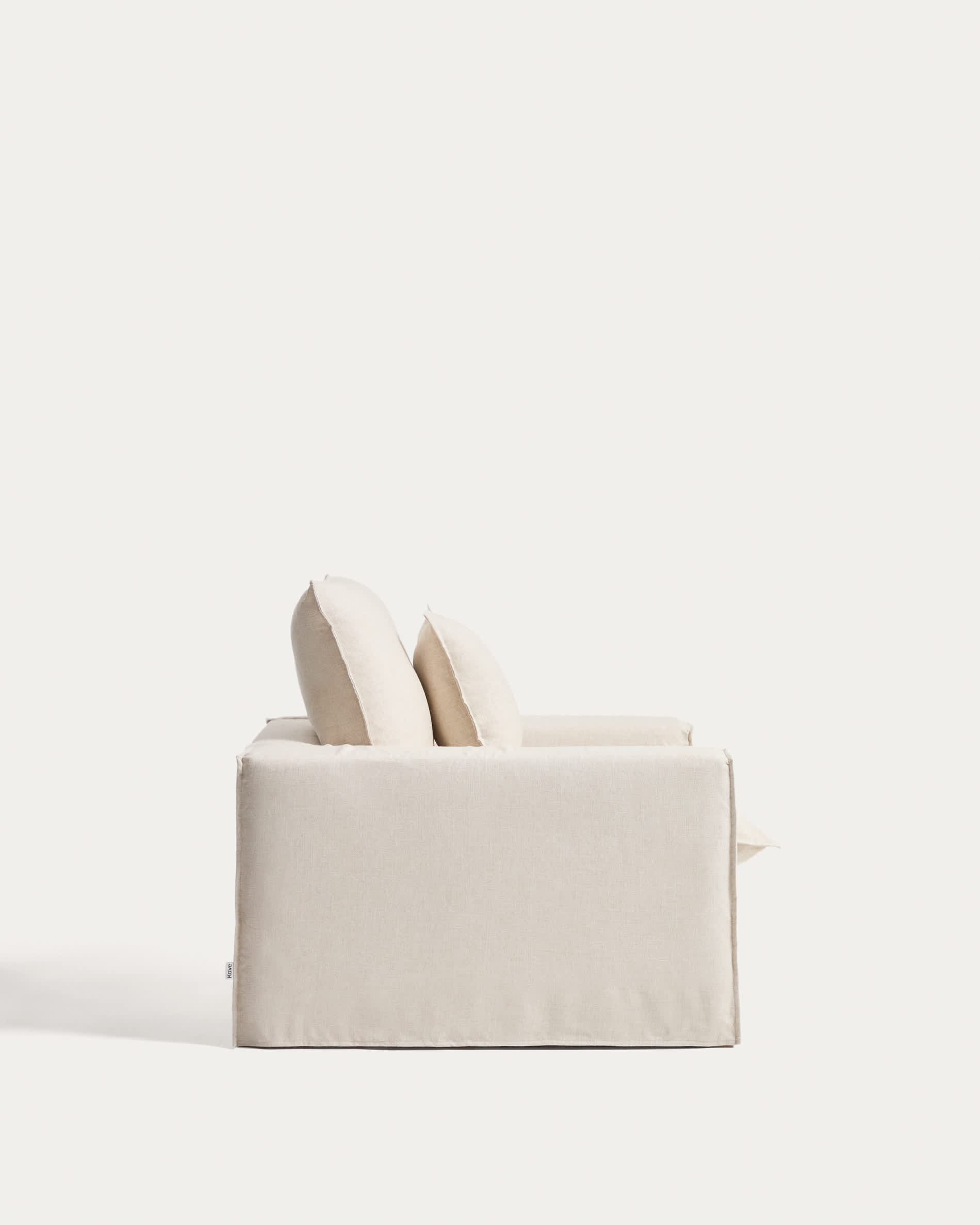 Anarela beige linen and viscose armchair with removable cover 130cm FSC Mix Credit