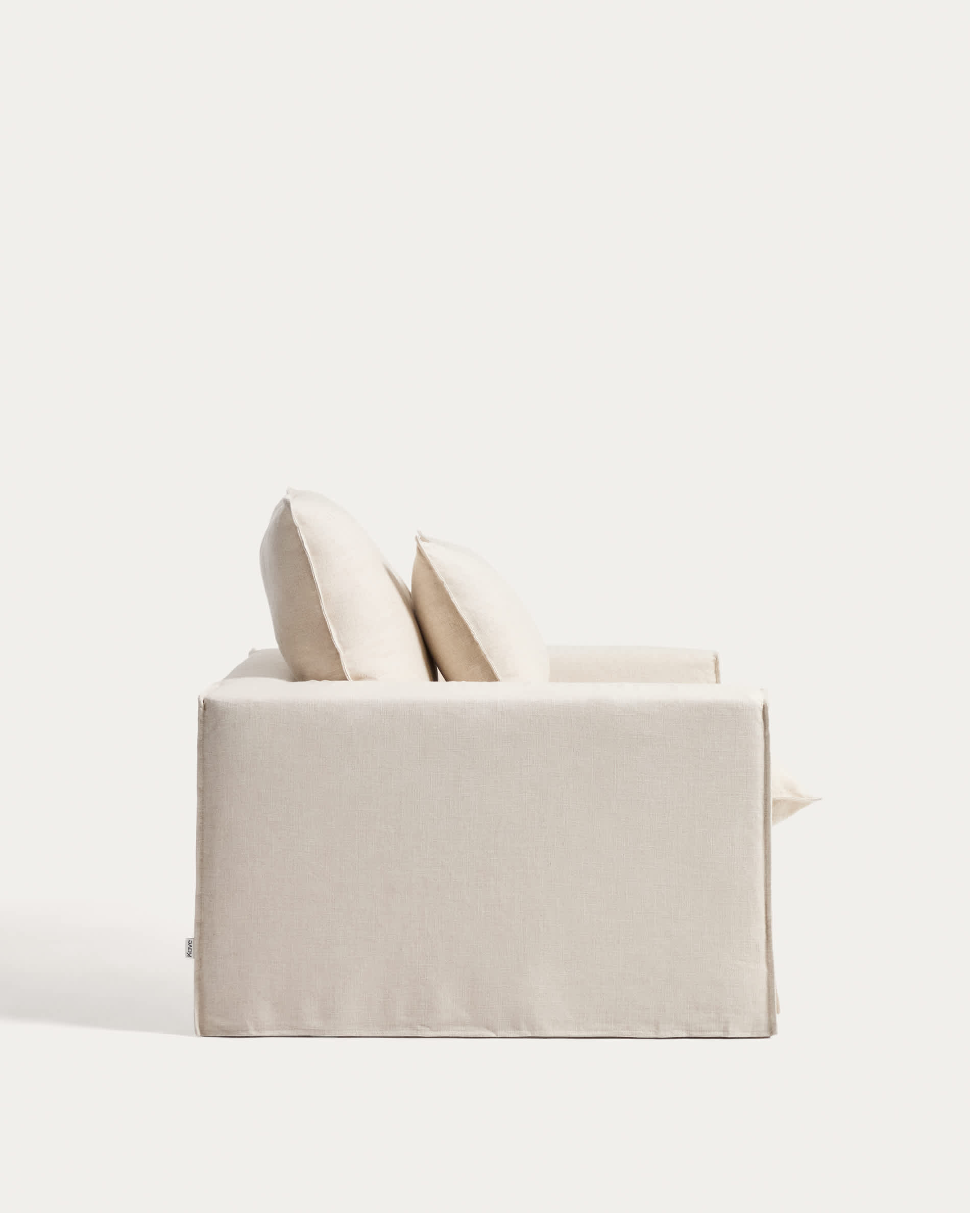 Anarela beige linen and viscose armchair with removable cover 150cm FSC Mix Credit