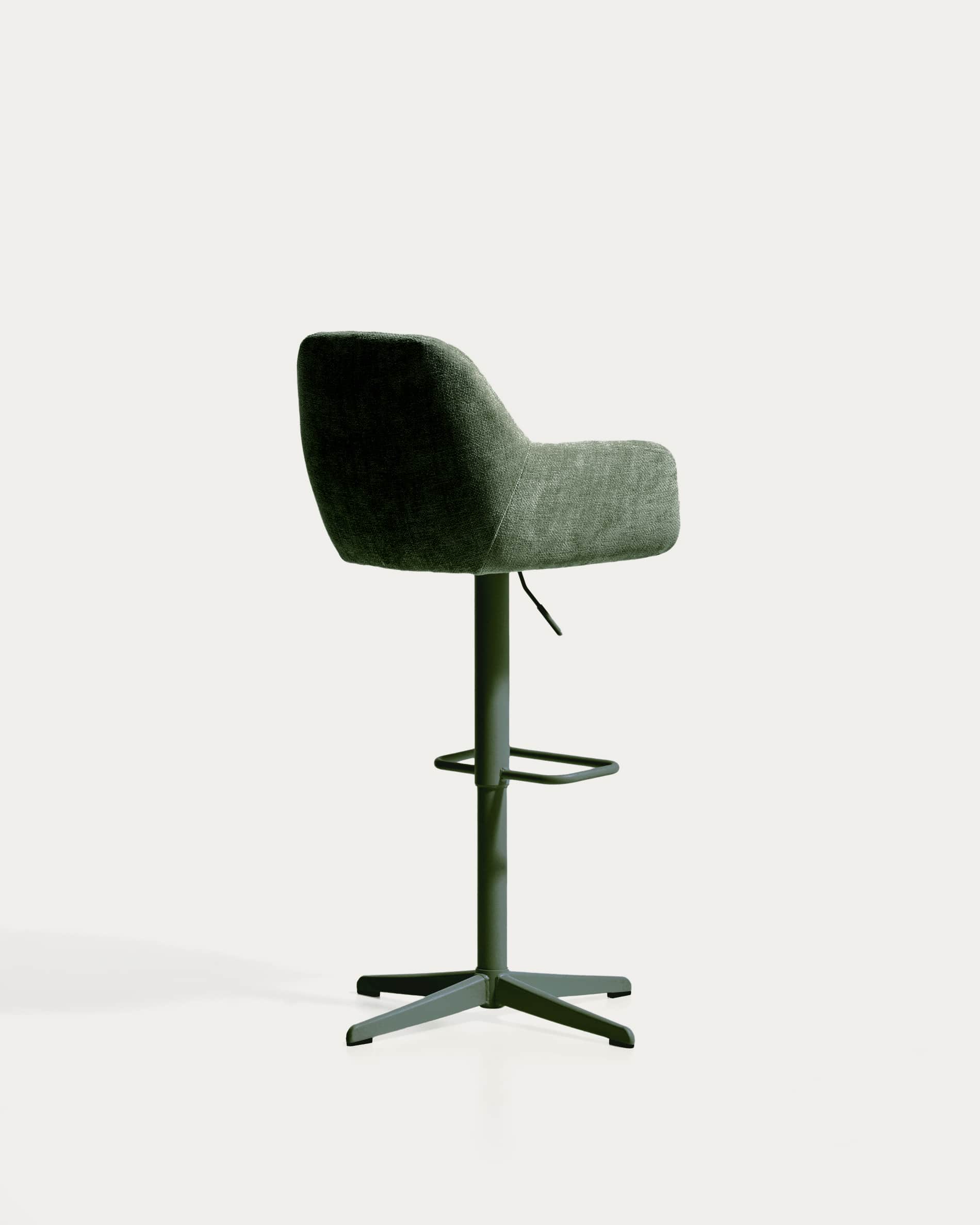 Dorina green chenille swivel stool with green-finish steel legs