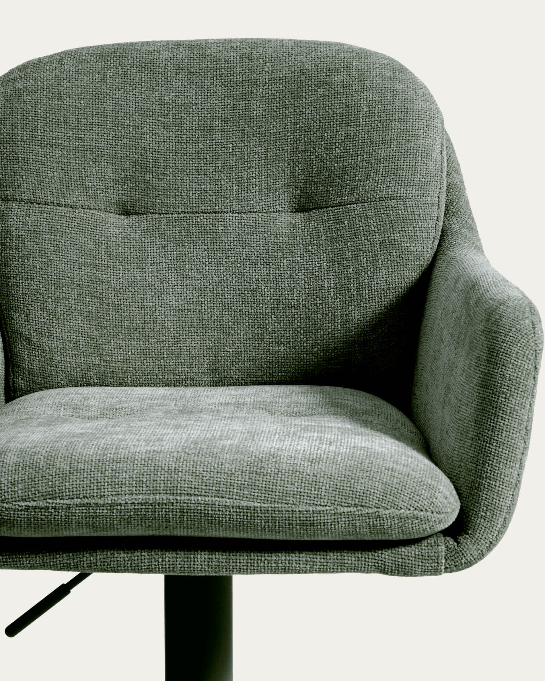 Lexa green chenille swivel stool with green-finish steel legs