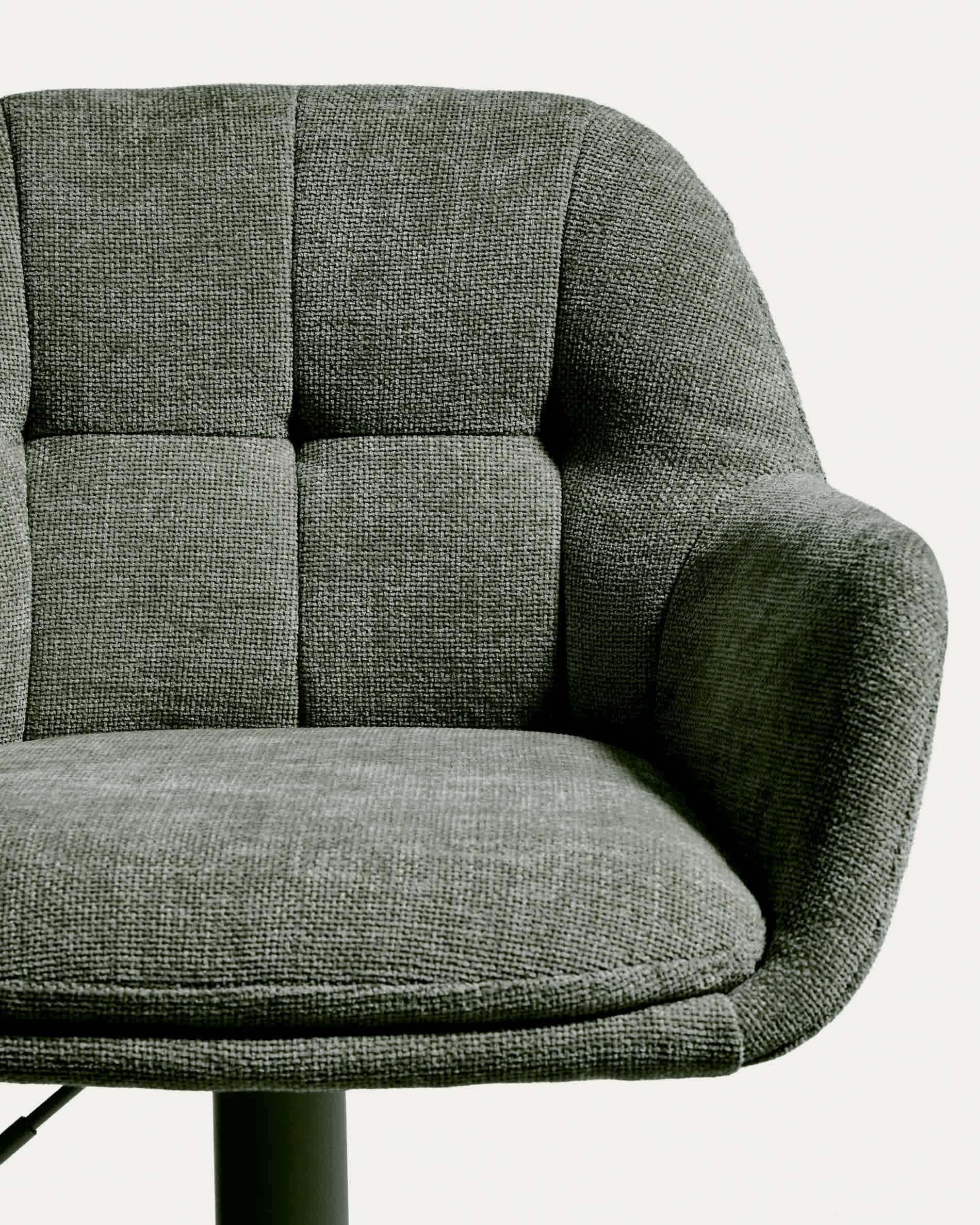 Dorina green chenille swivel stool with green-finish steel legs