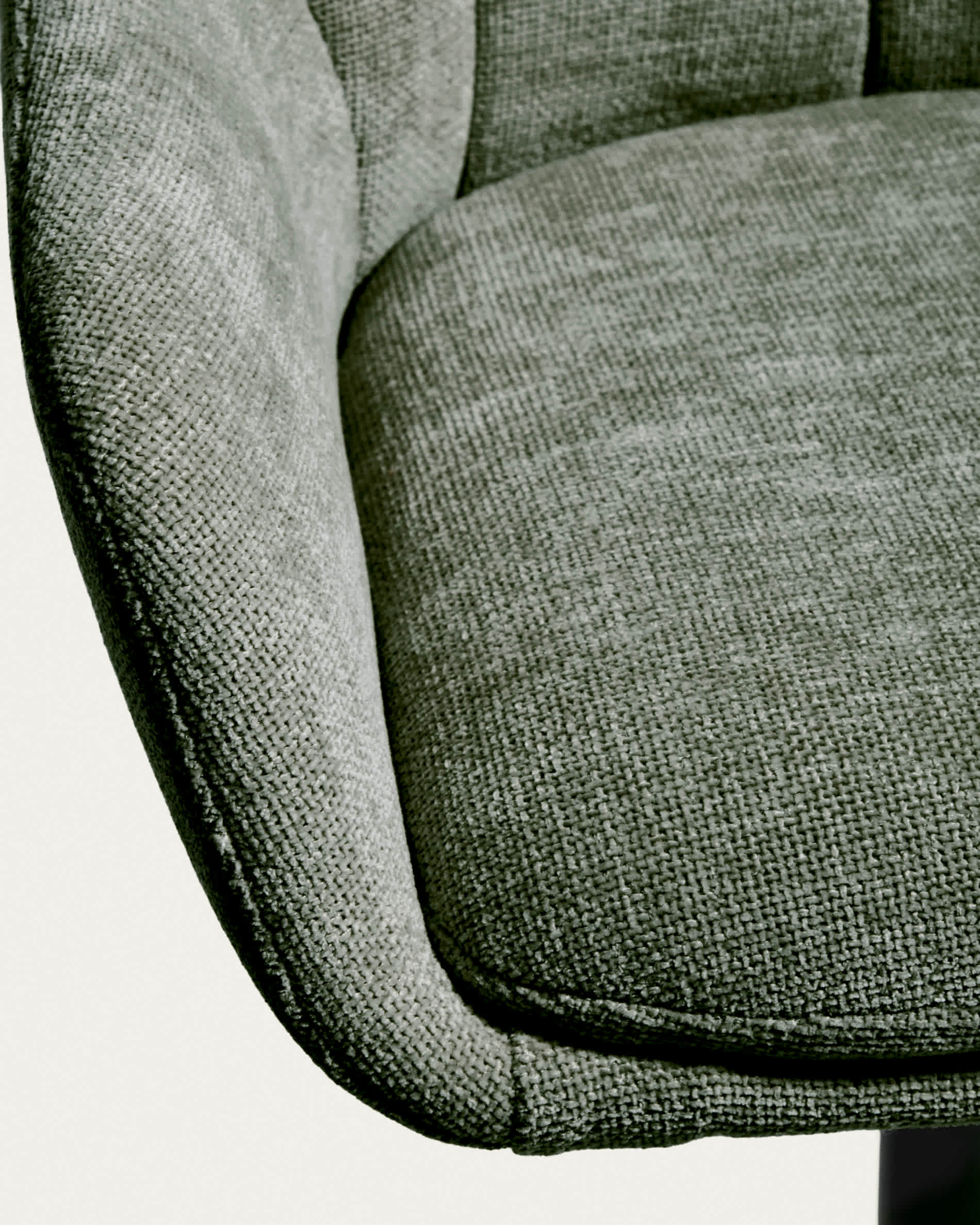 Dorina green chenille swivel stool with green-finish steel legs