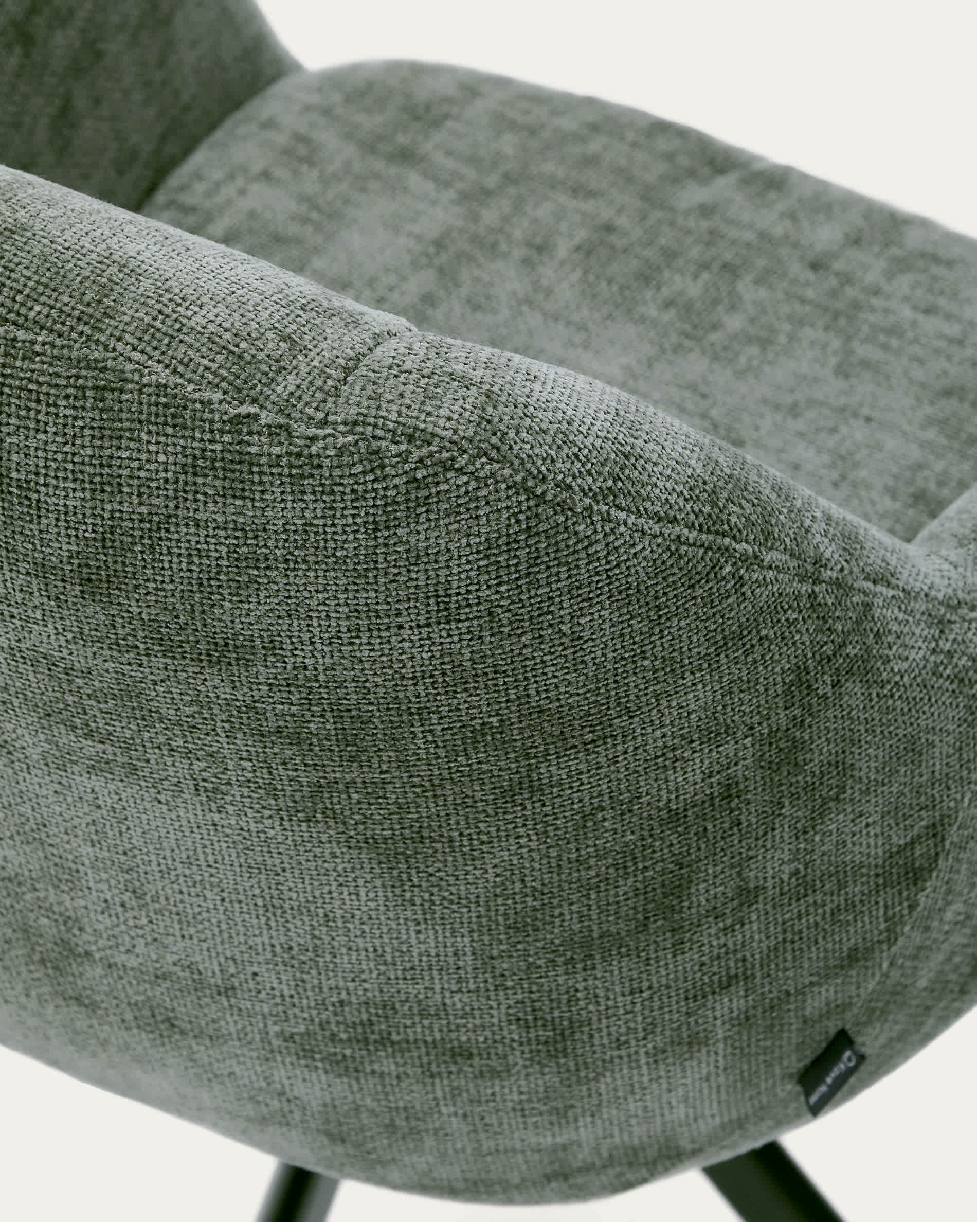 Dorina swivel chair in green chenille and steel legs in a green finish