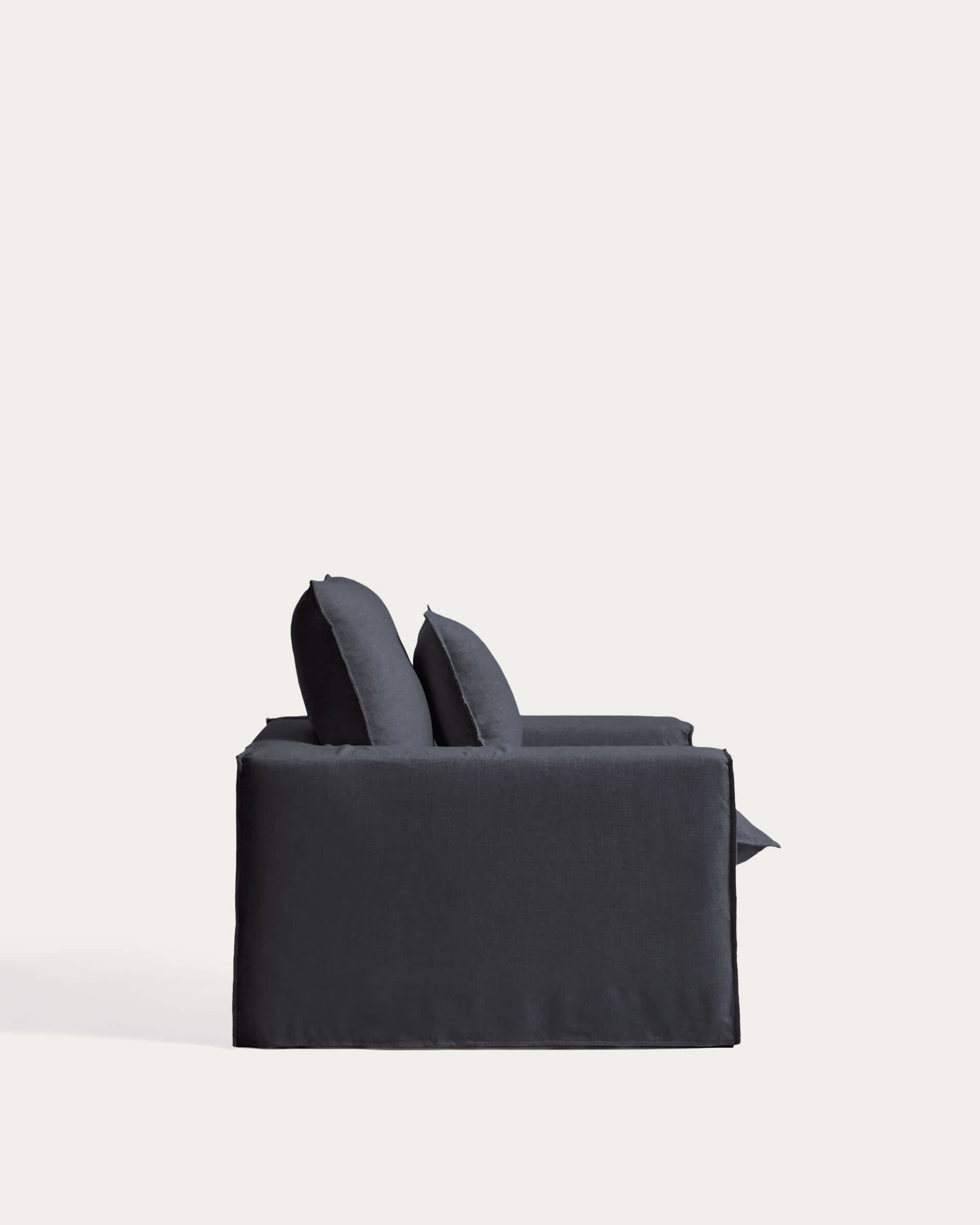 Anarela dark grey linen and viscose armchair with removable cover 130cm FSC Mix Credit