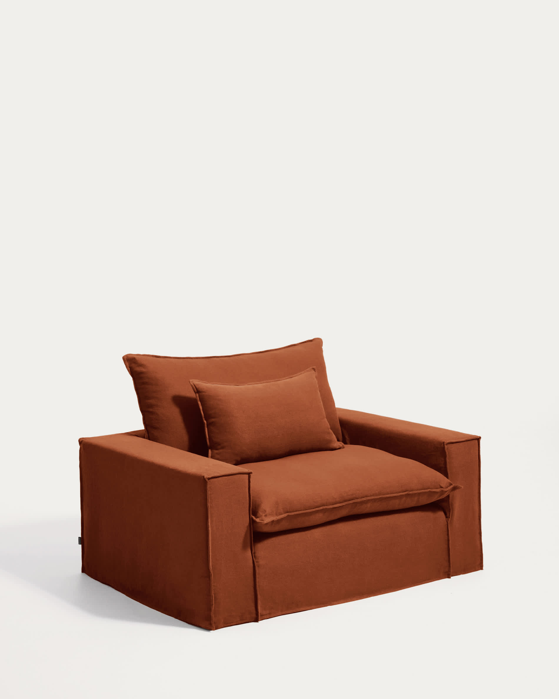 Anarela 100% terracotta linen armchair with removable cover 150cm FSC Mix Credit
