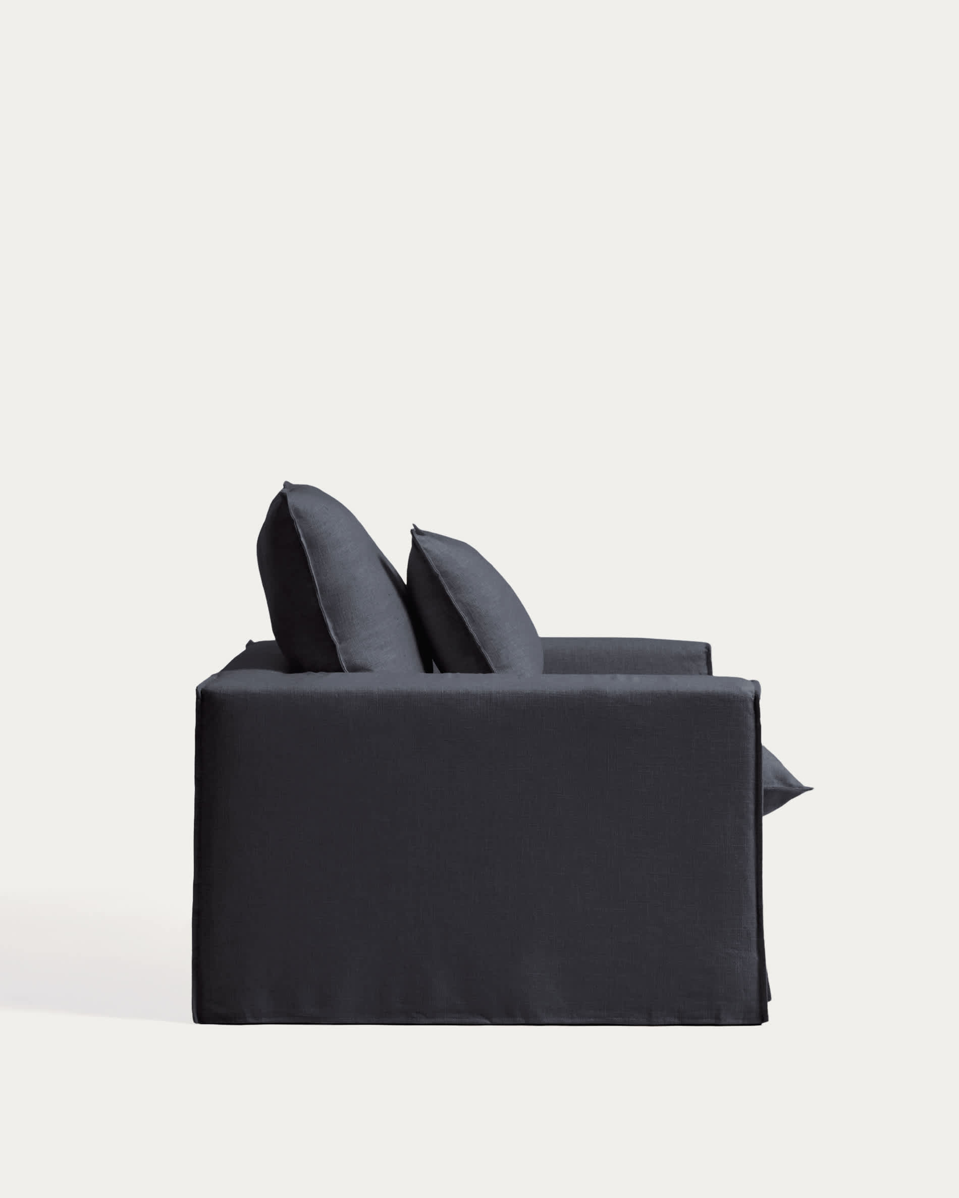 Anarela dark grey linen and viscose armchair with removable cover 150cm FSC Mix Credit