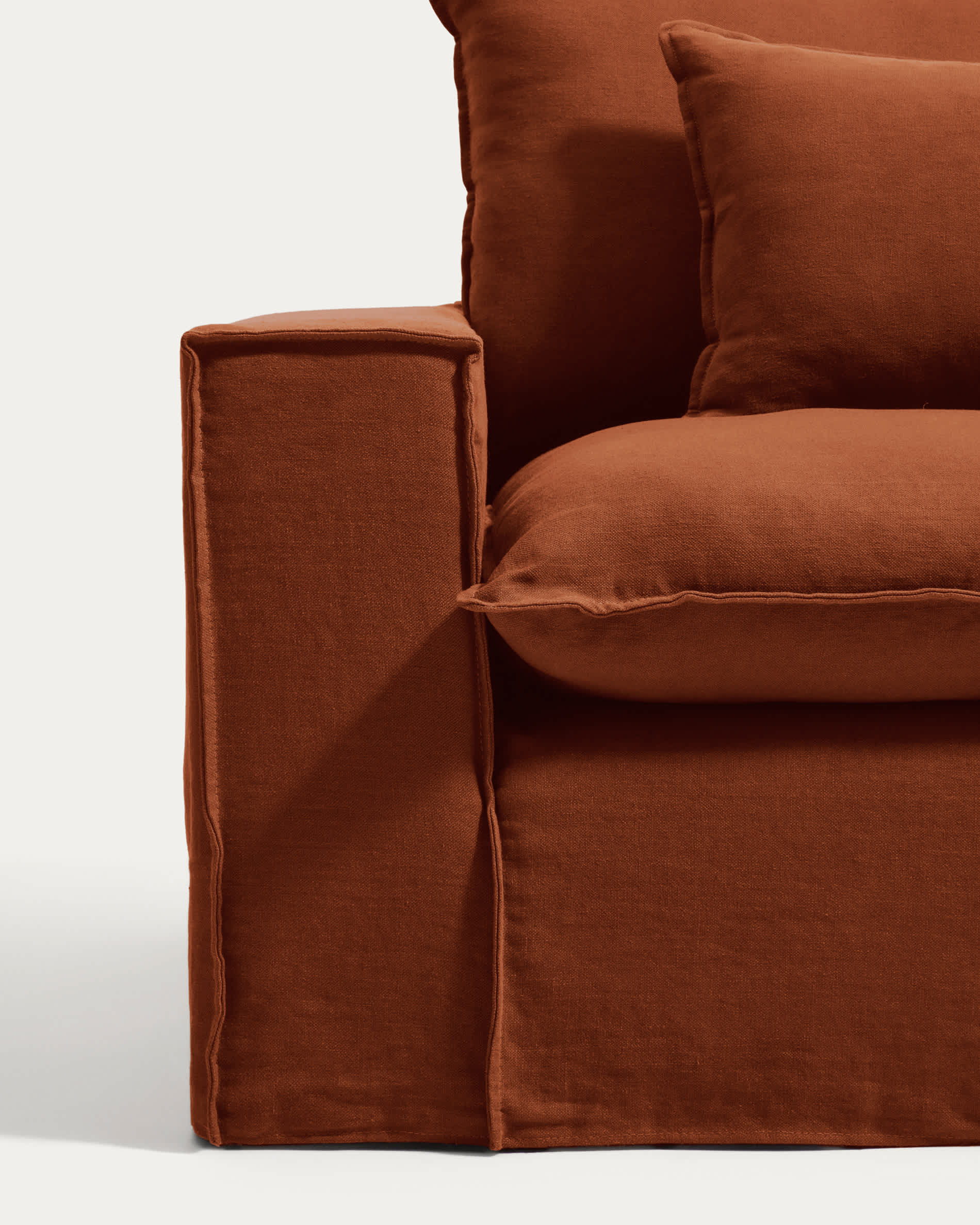 Anarela 100% terracotta linen armchair with removable cover 130cm FSC Mix Credit