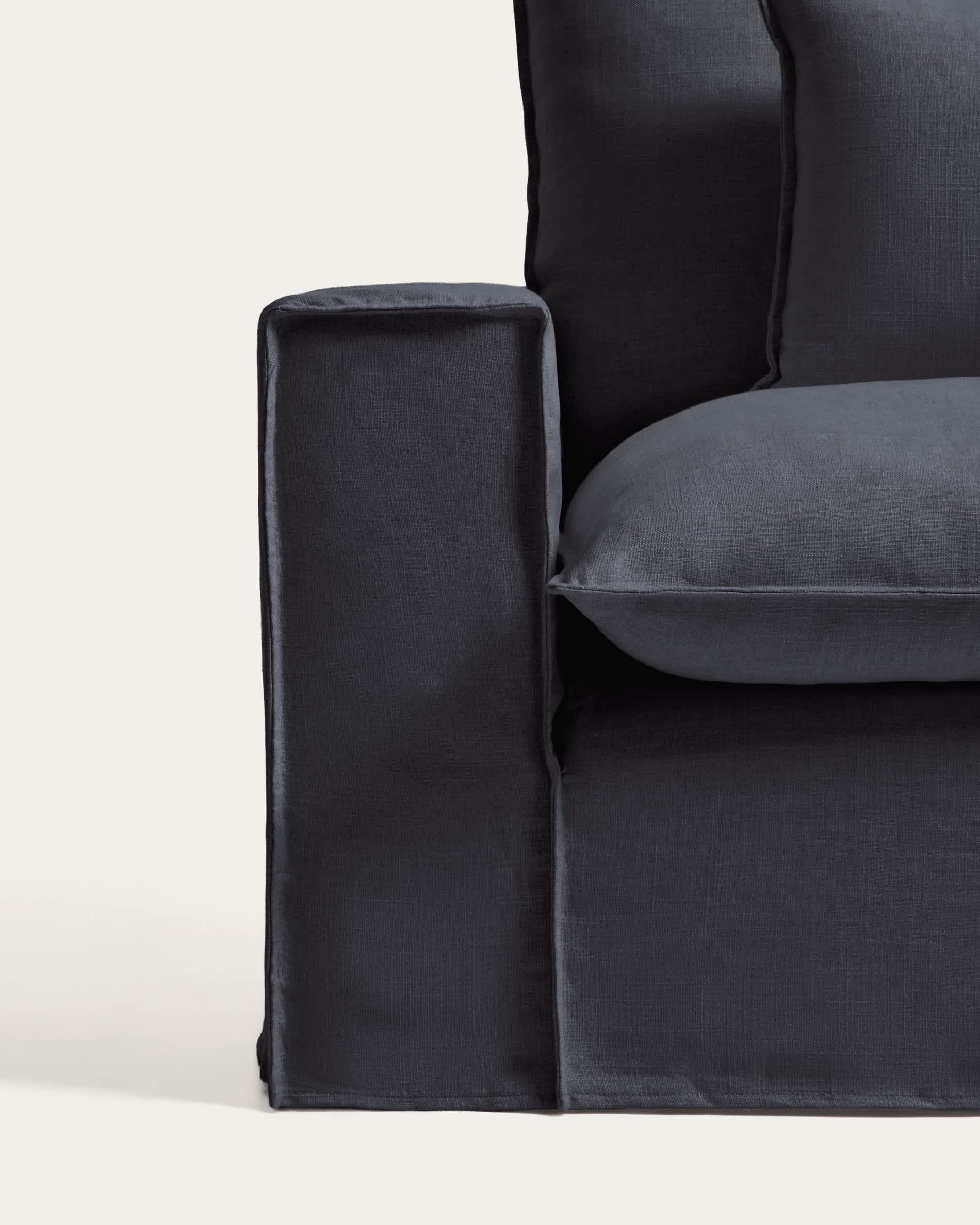 Anarela dark grey linen and viscose armchair with removable cover 150cm FSC Mix Credit