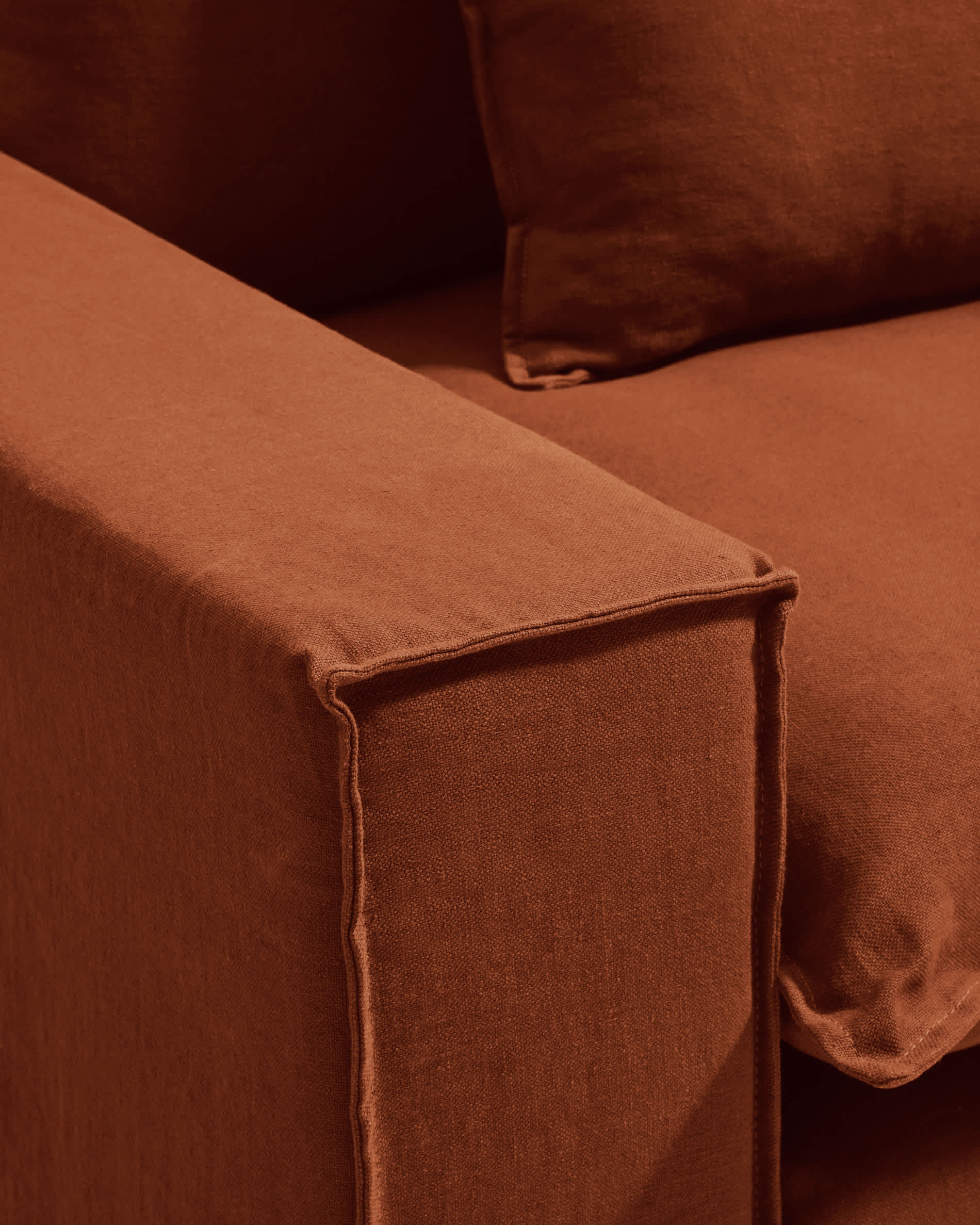 Anarela 100% terracotta linen armchair with removable cover 150cm FSC Mix Credit