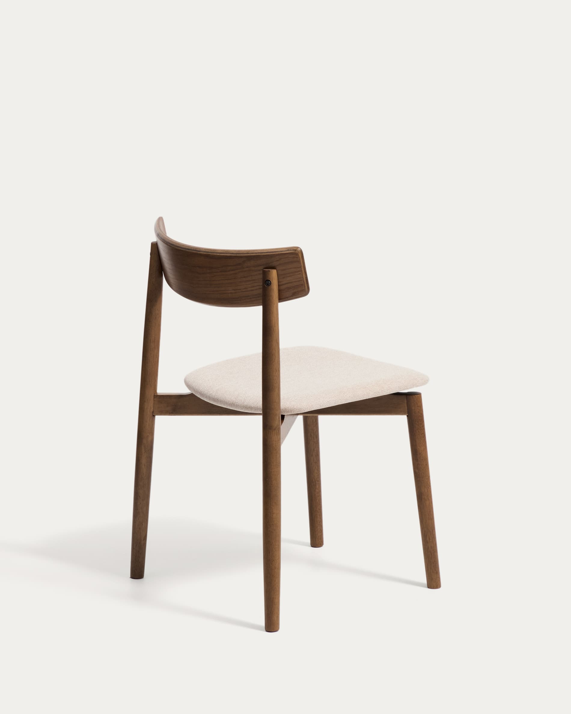 Evera chair in oak veneer with walnut finish and brown chenille