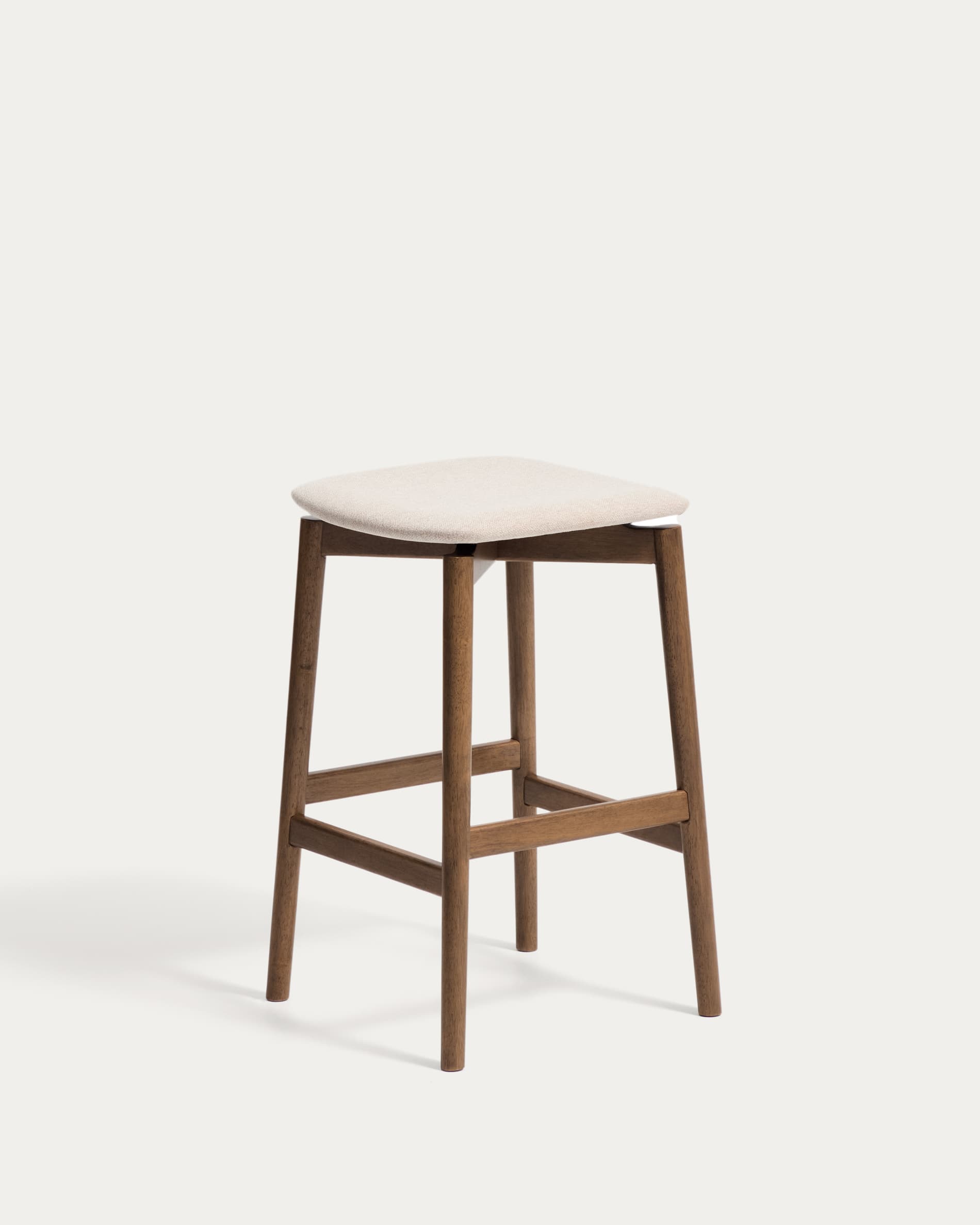 Evera stool in oak veneer with walnut finish and brown chenille 65cm