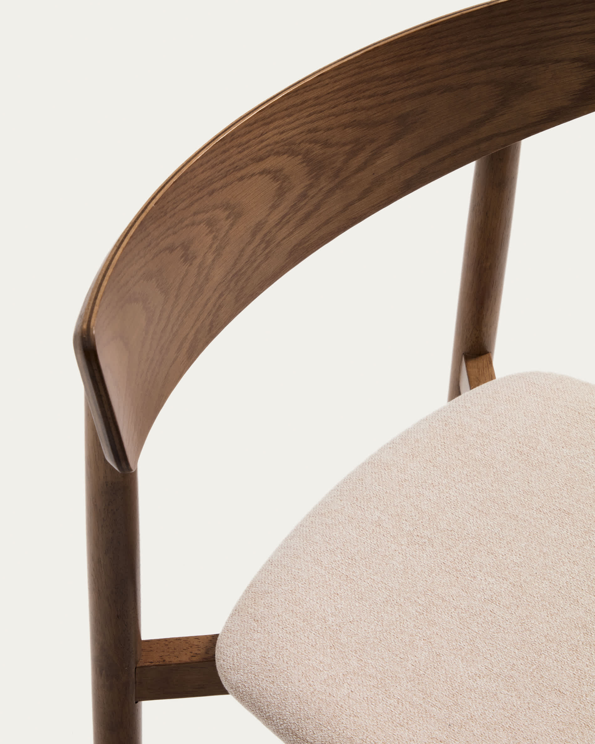 Evera chair in oak veneer with walnut finish and brown chenille