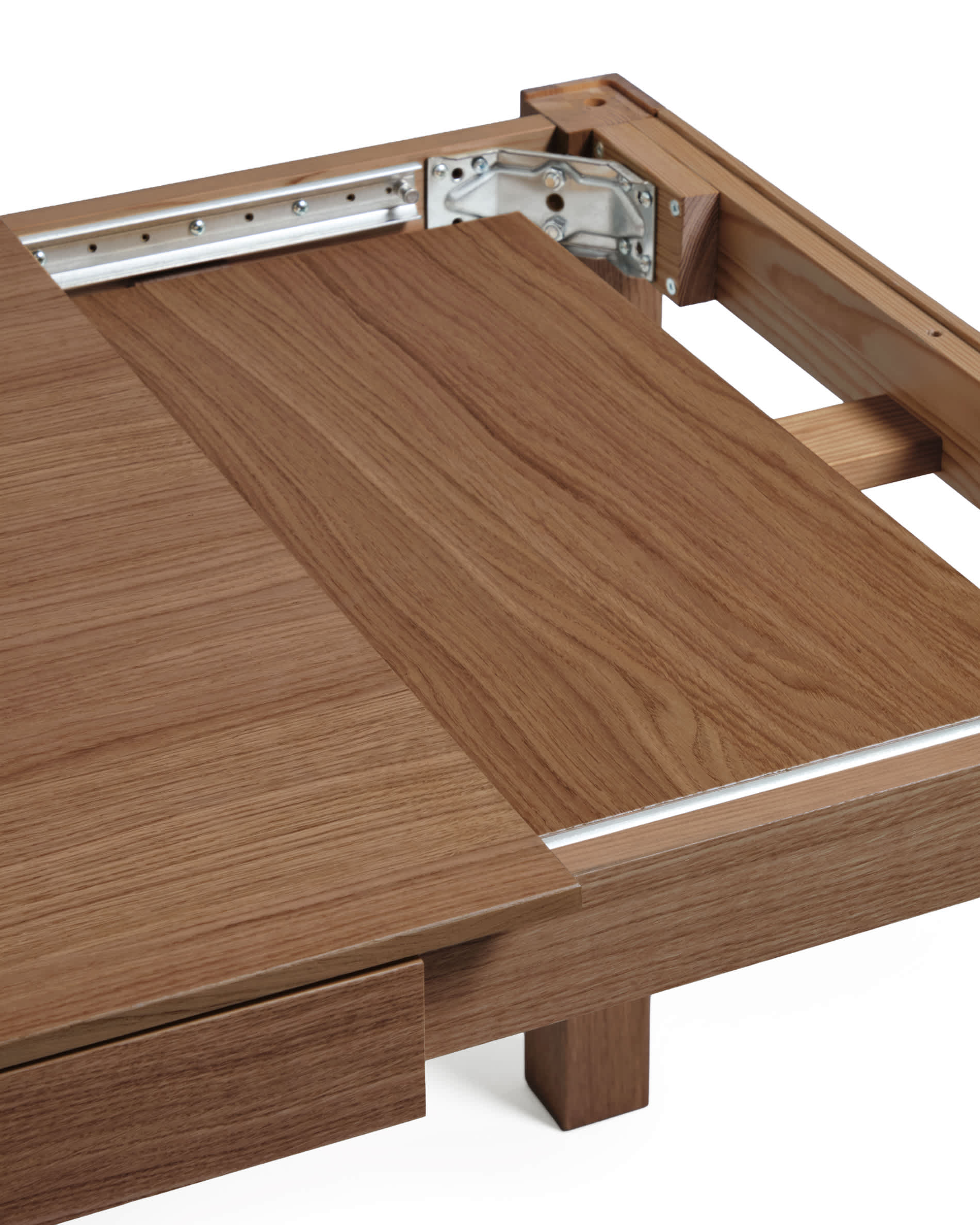 Narevi extendable table in oak veneer with walnut finish 170 (230) x 80 cm
