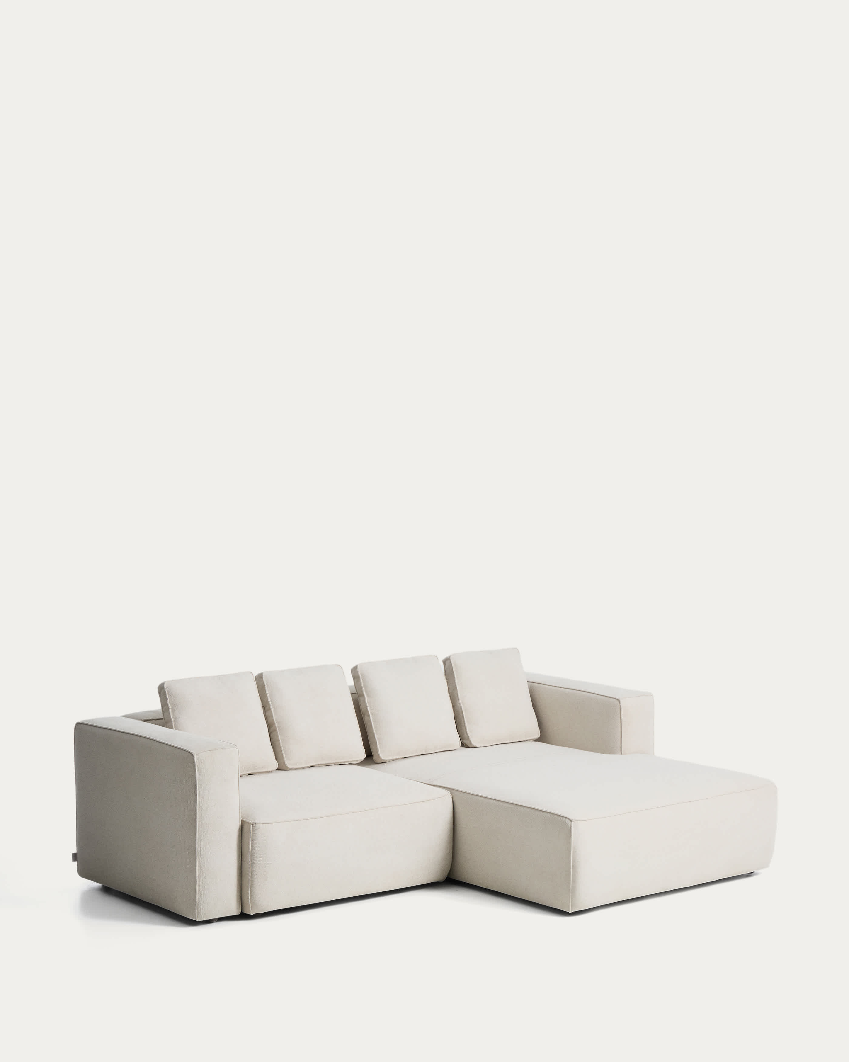 Marela beige chenille 3-seater sofa bed with right chaise longue 236cm FSC Mix Credit