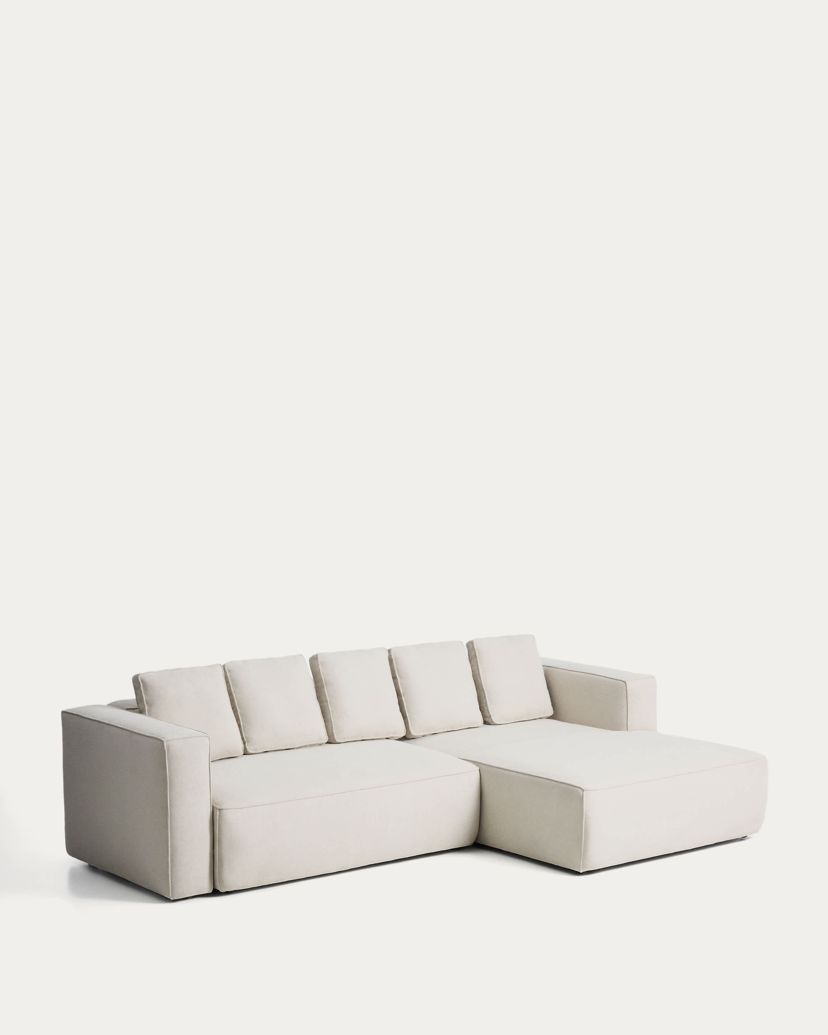Marela beige chenille 3-seater sofa bed with right chaise longue 276cm FSC Mix Credit