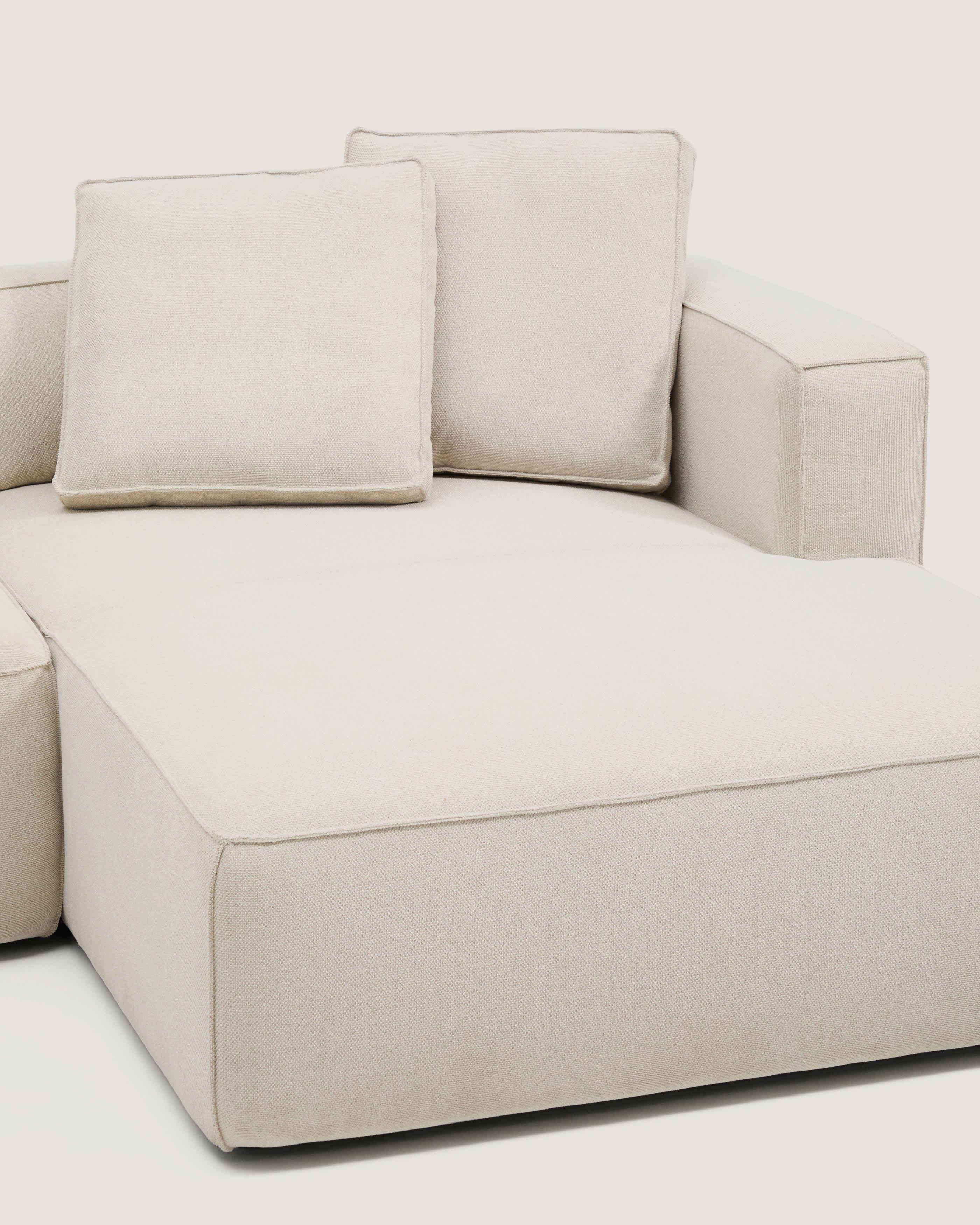 Marela beige chenille 3-seater sofa bed with right chaise longue 276cm FSC Mix Credit