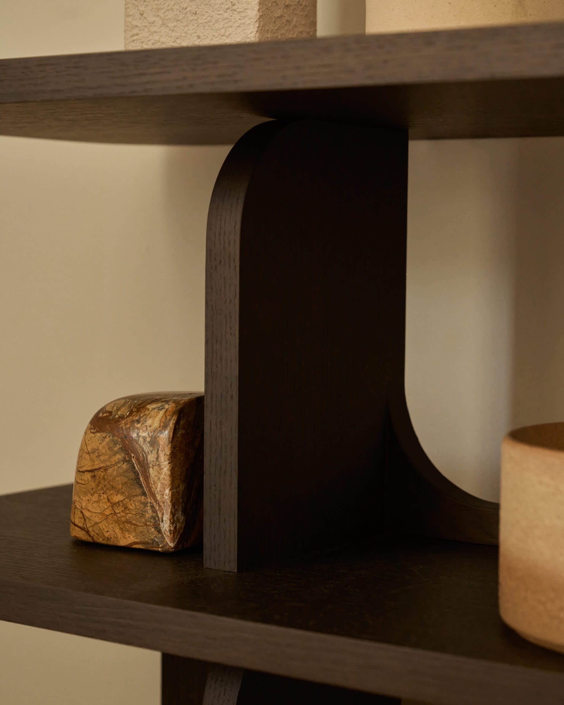Aduma ebonised finish oak veneer shelving unit FSC 100% 160 x 65 cm