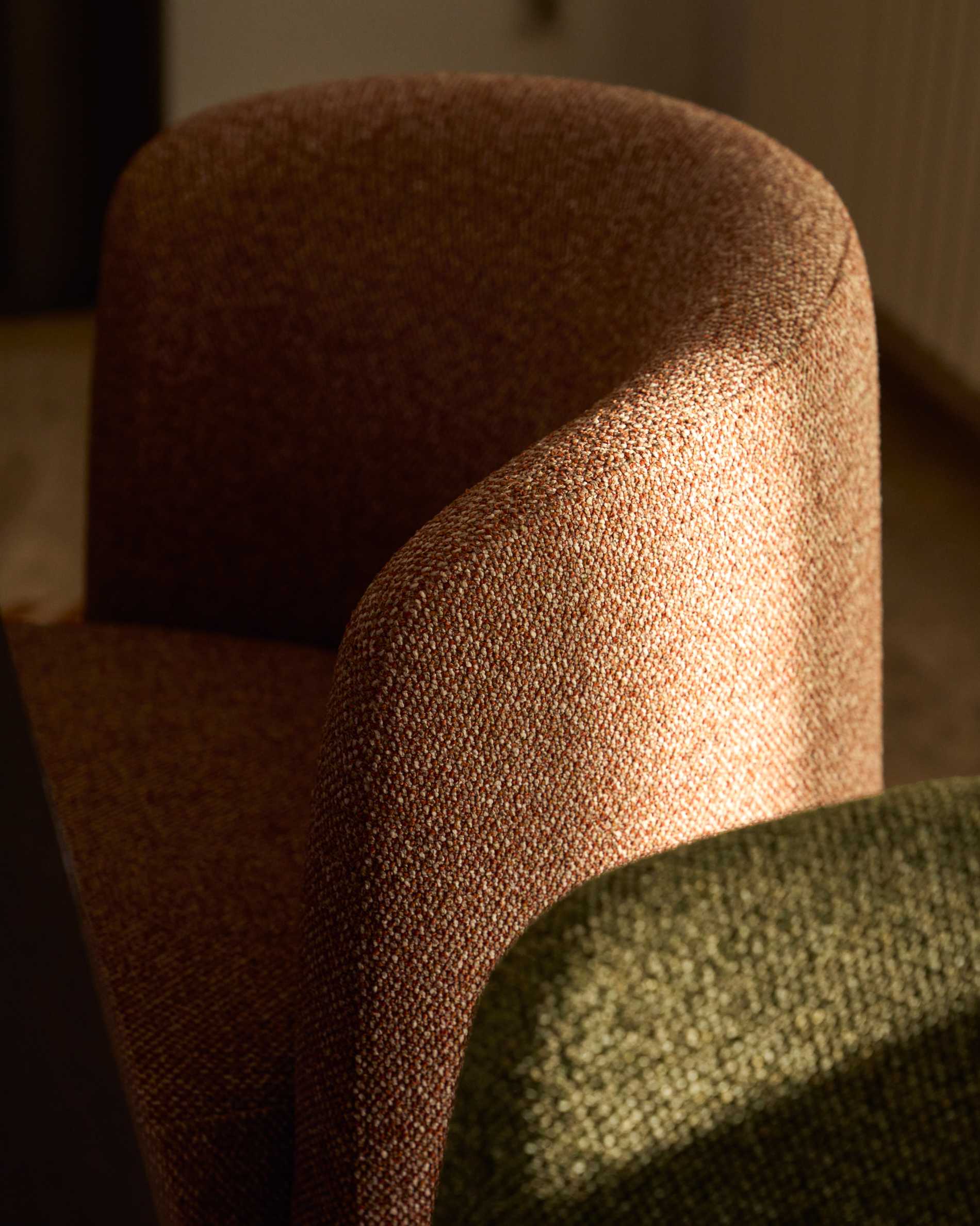 Corvena chair in terracotta chenille FSC Mix Credit