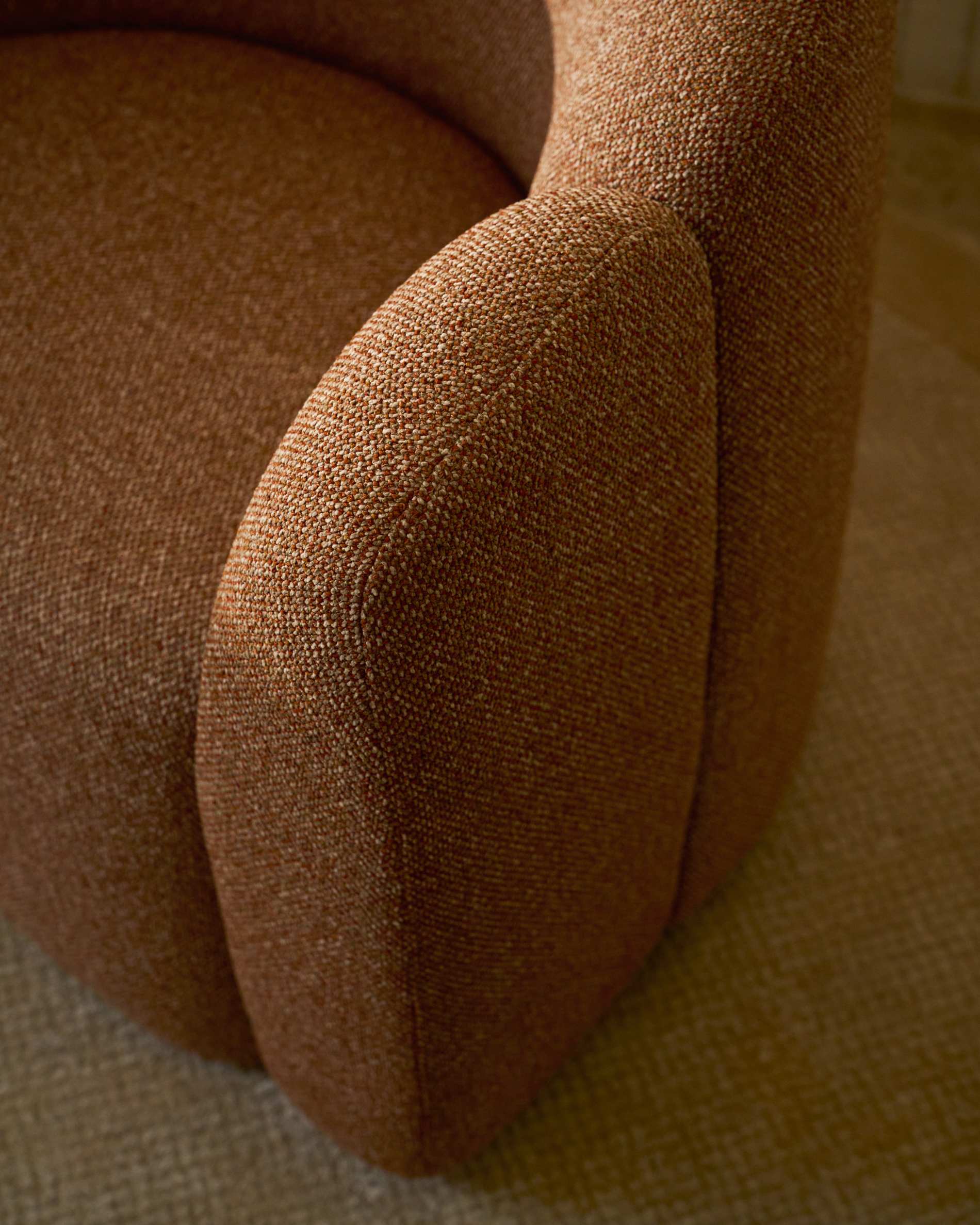 Corvena armchair in terracotta chenille FSC Mix Credit 85 cm
