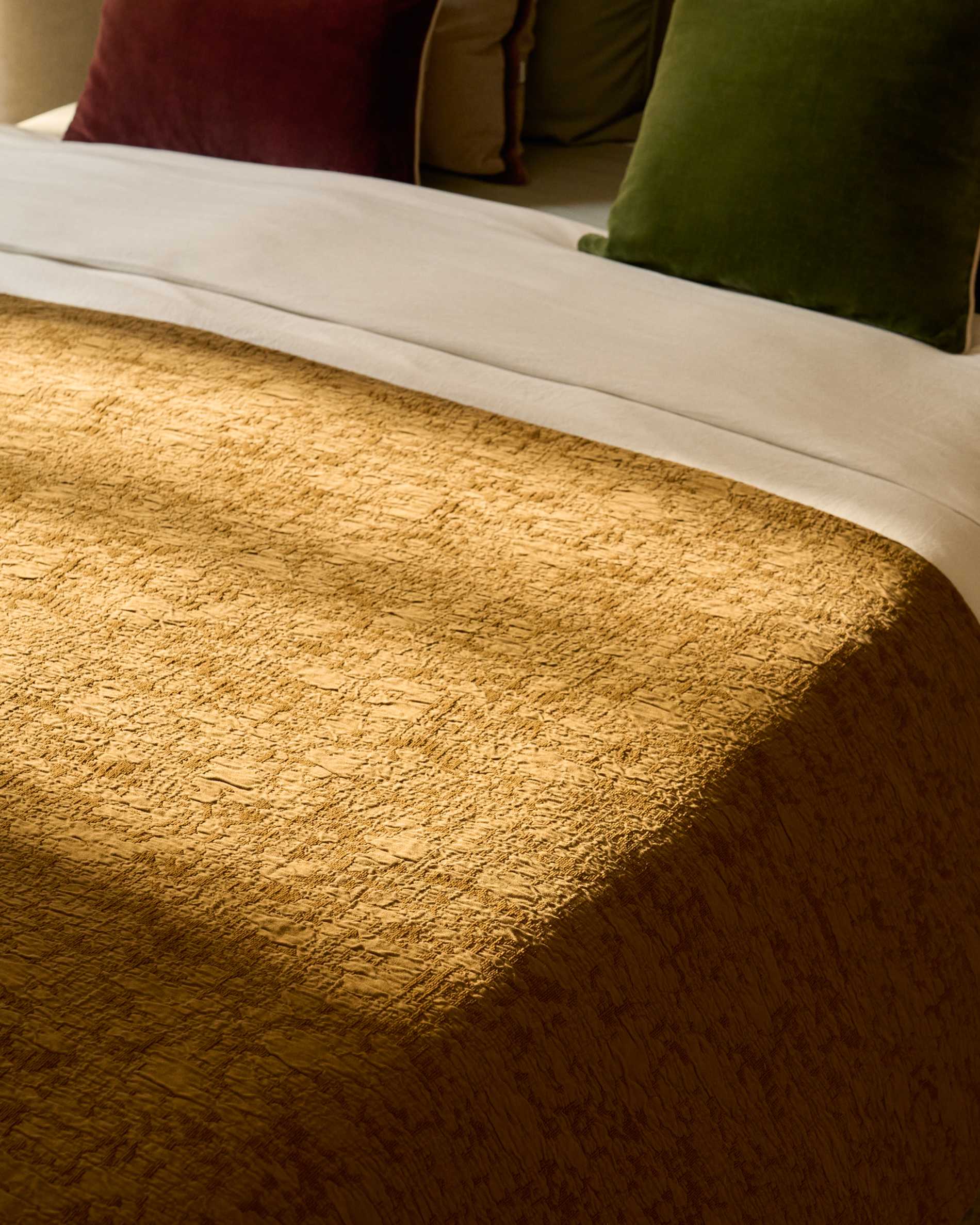 Sorava 100%-cotton jacquard mustard bedspread for 90/135 cm bed