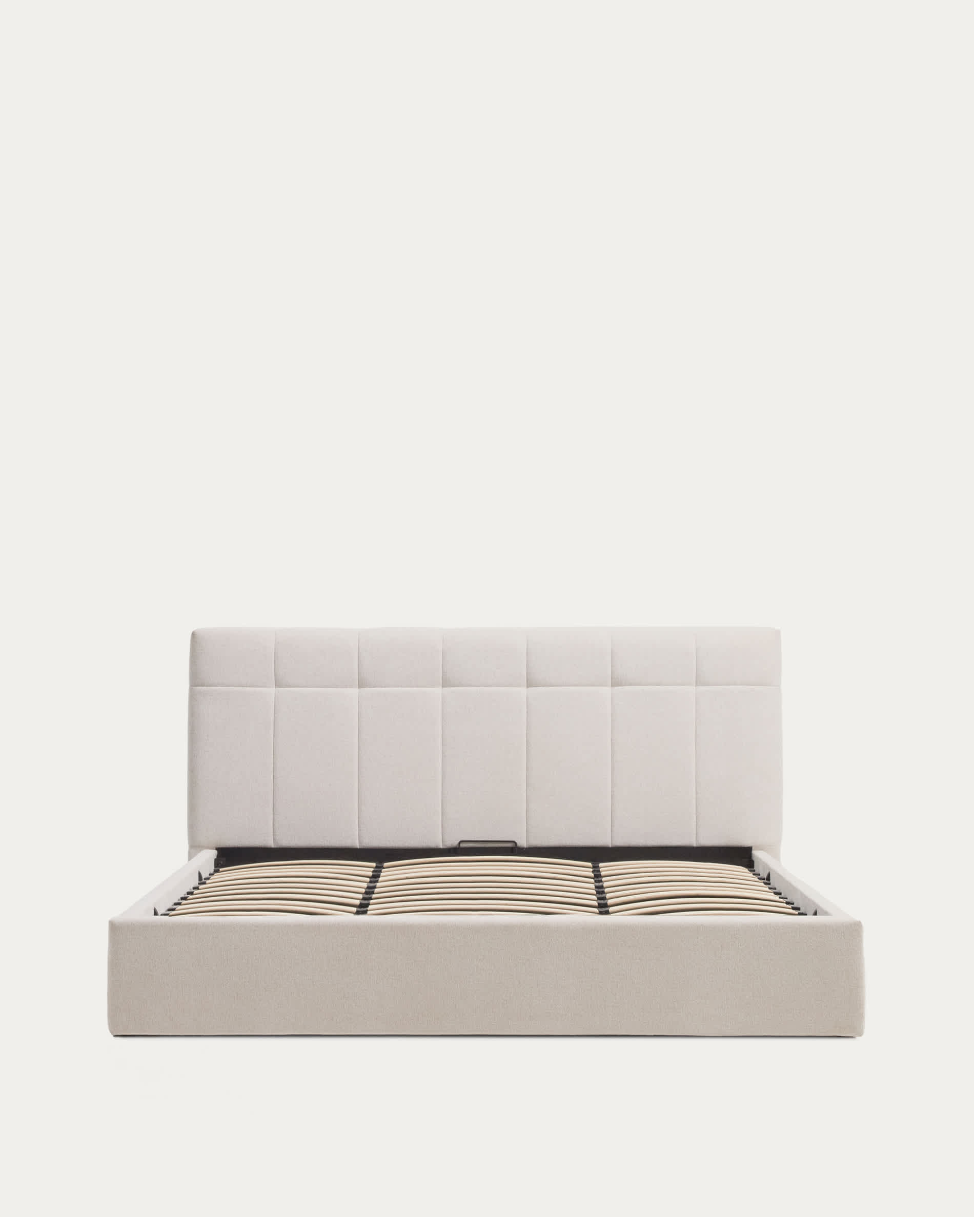 Darnela ecru chenille bed with folding storage base for 180 x 200cm mattress
