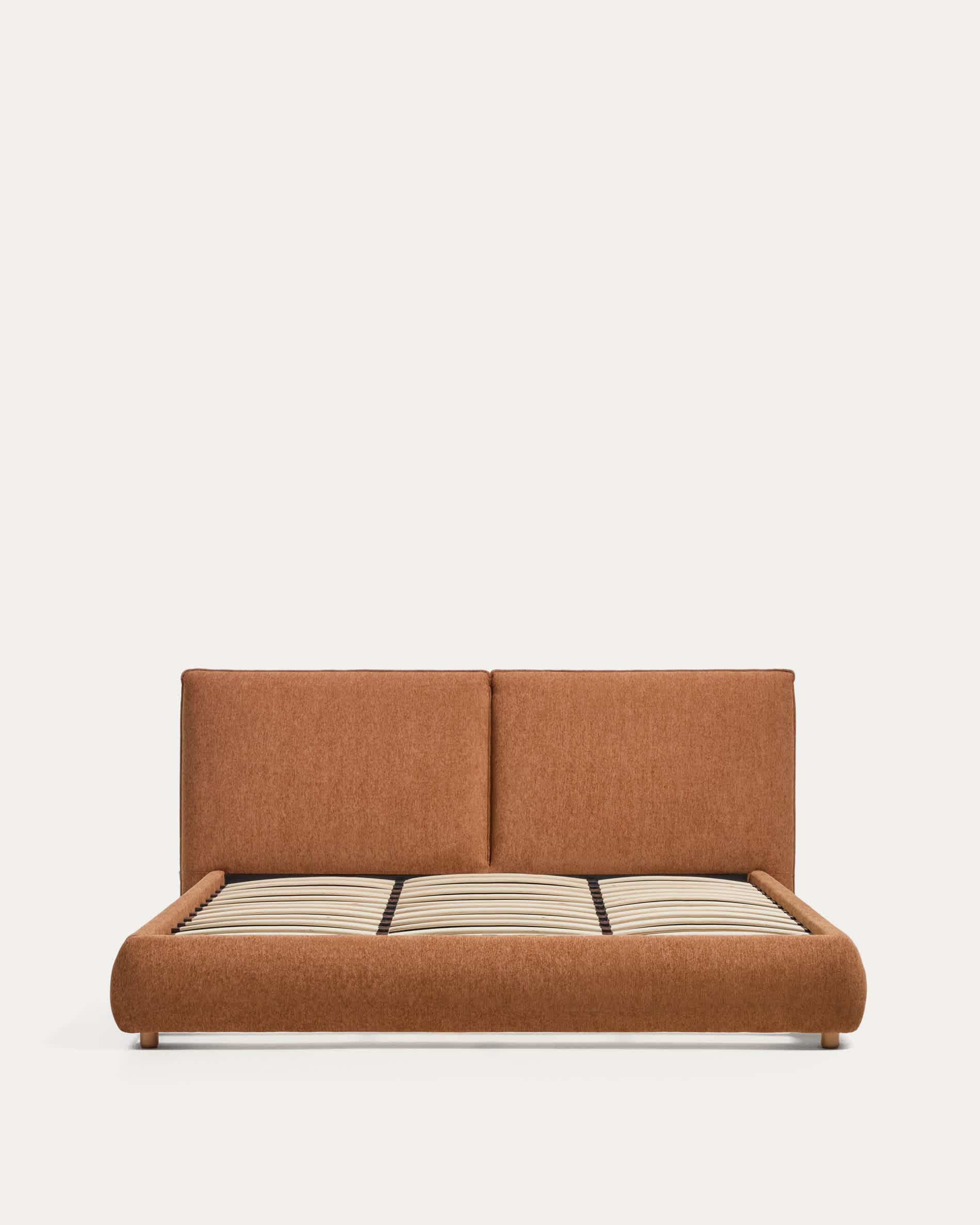 Elerio bed in soft copper chenille for 180 x 200cm mattress