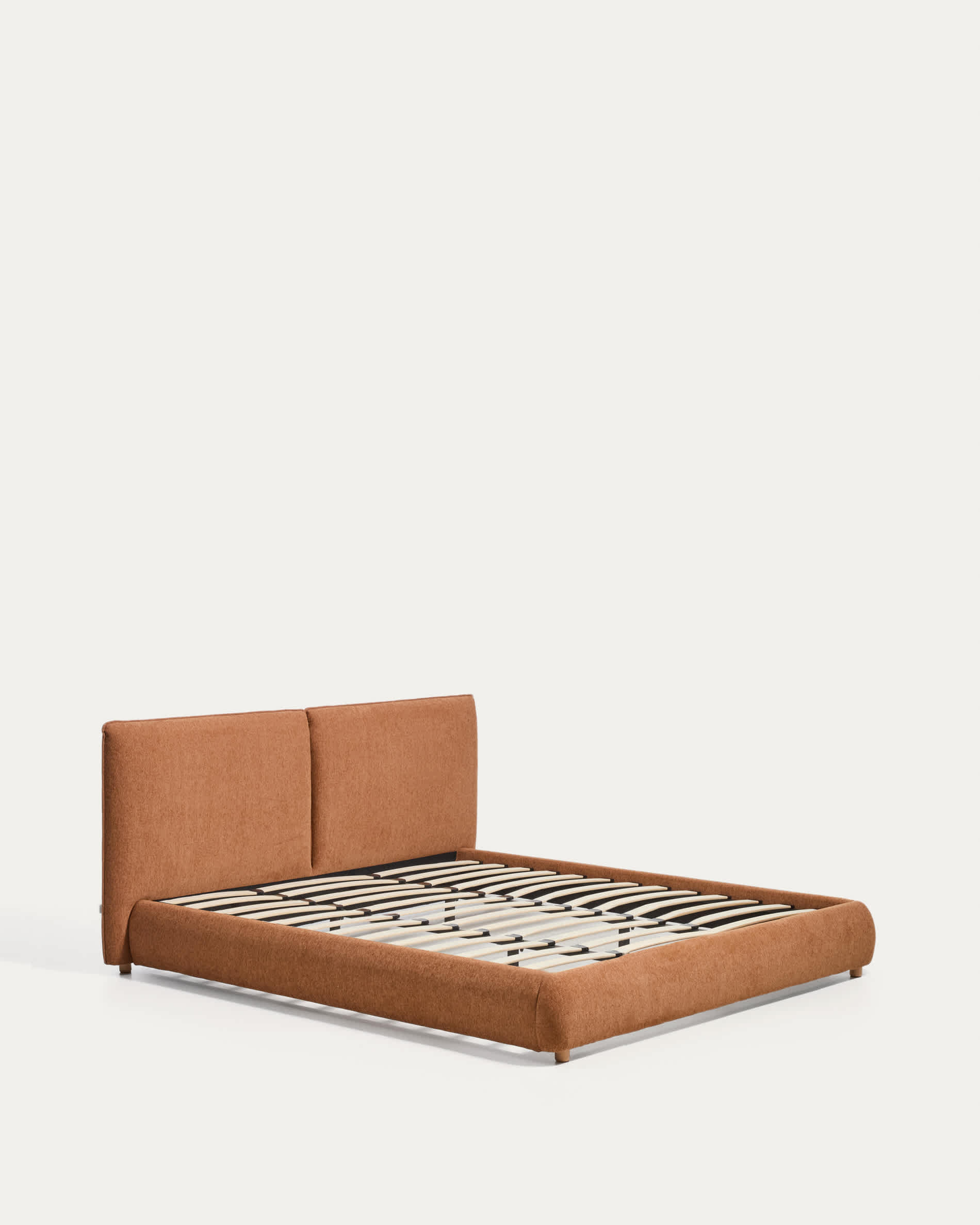 Elerio bed in soft copper chenille for 180 x 200cm mattress