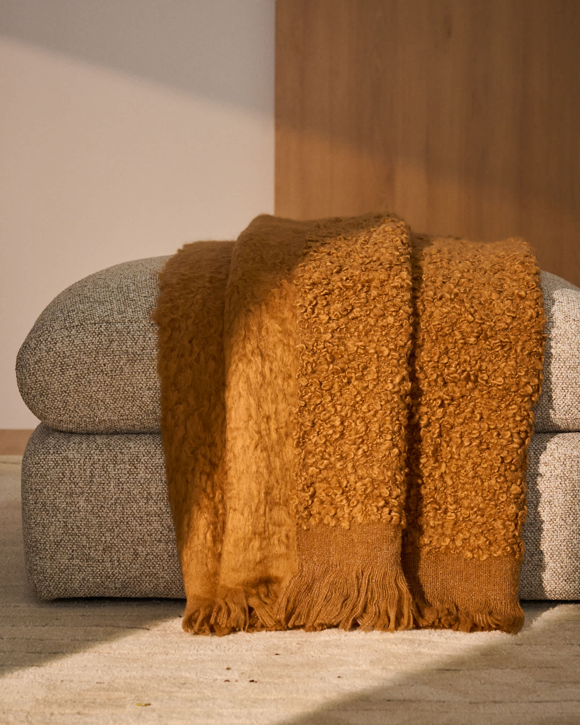 Nemora orange wool blend blanket 130 x 170 cm