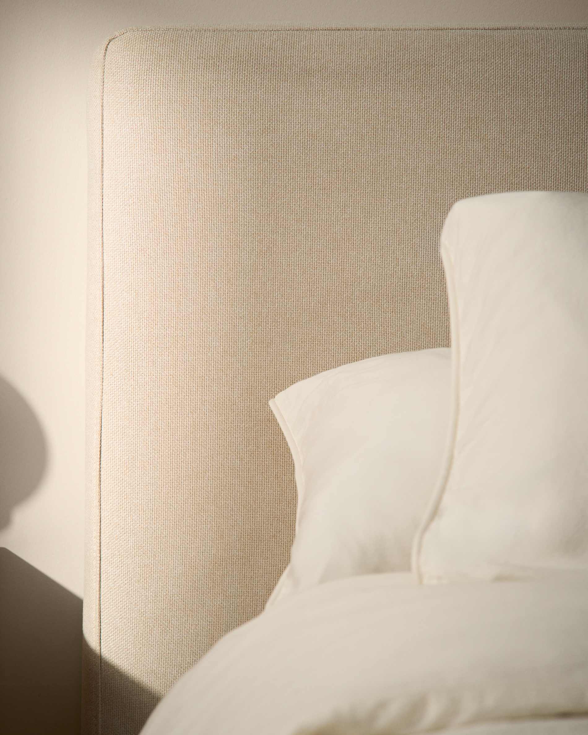 Blok ecru bed with removable covers and folding storage base for mattress 90 x 200cm FSC Mix Credit