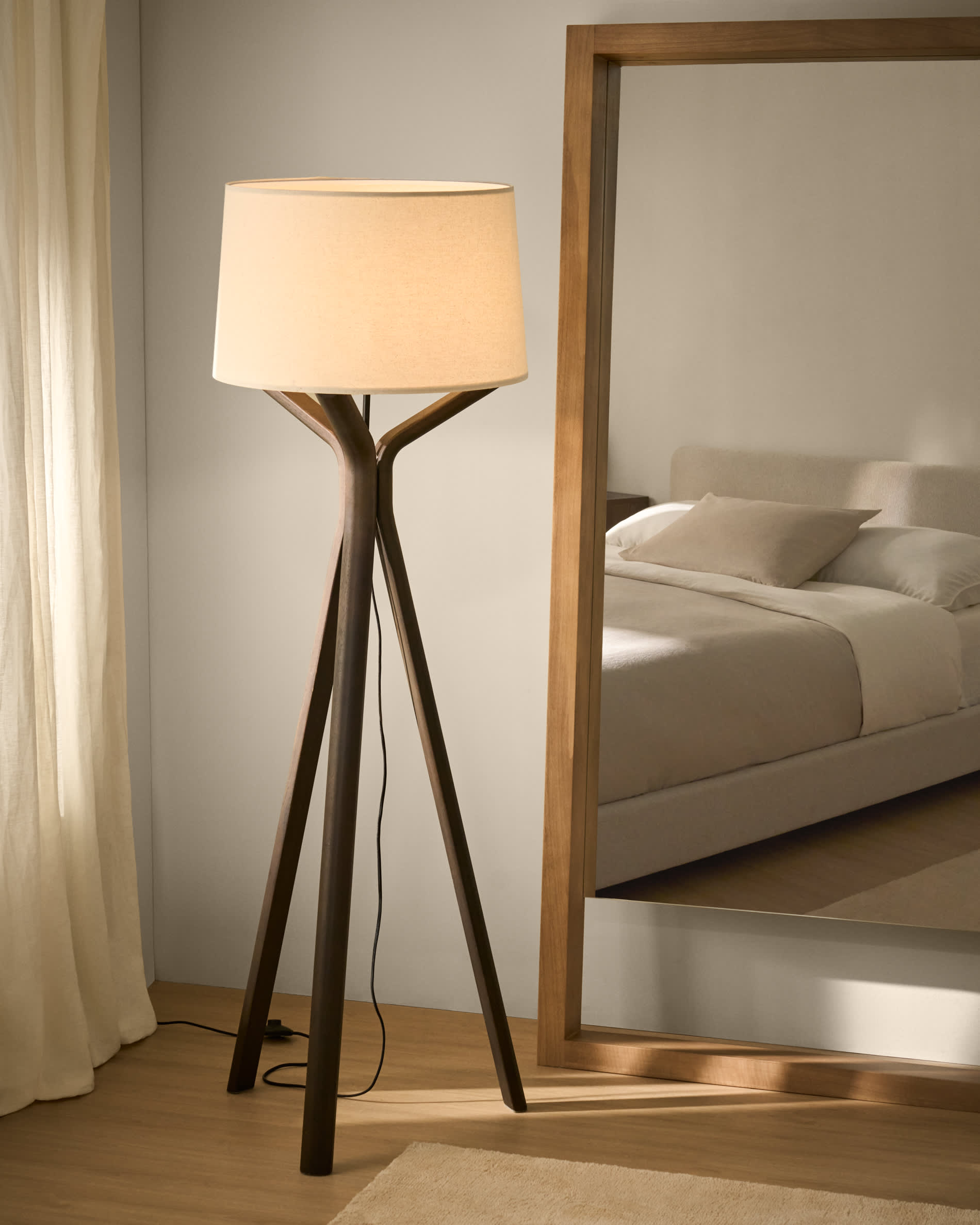 Vatro natural-coloured solid mango wood floor mirror 96 x 181 cm, FSC 100%