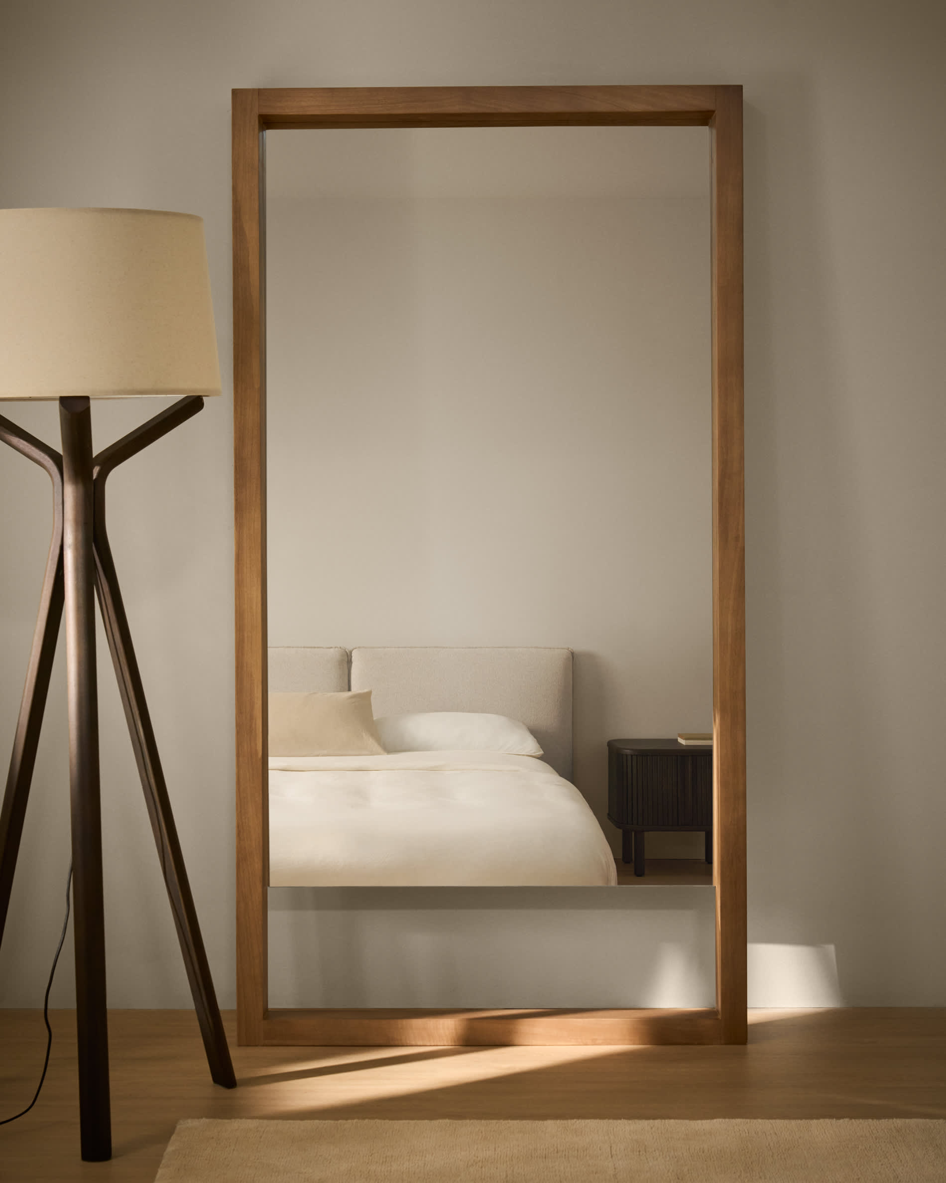 Vatro natural-coloured solid mango wood floor mirror 96 x 181 cm, FSC 100%